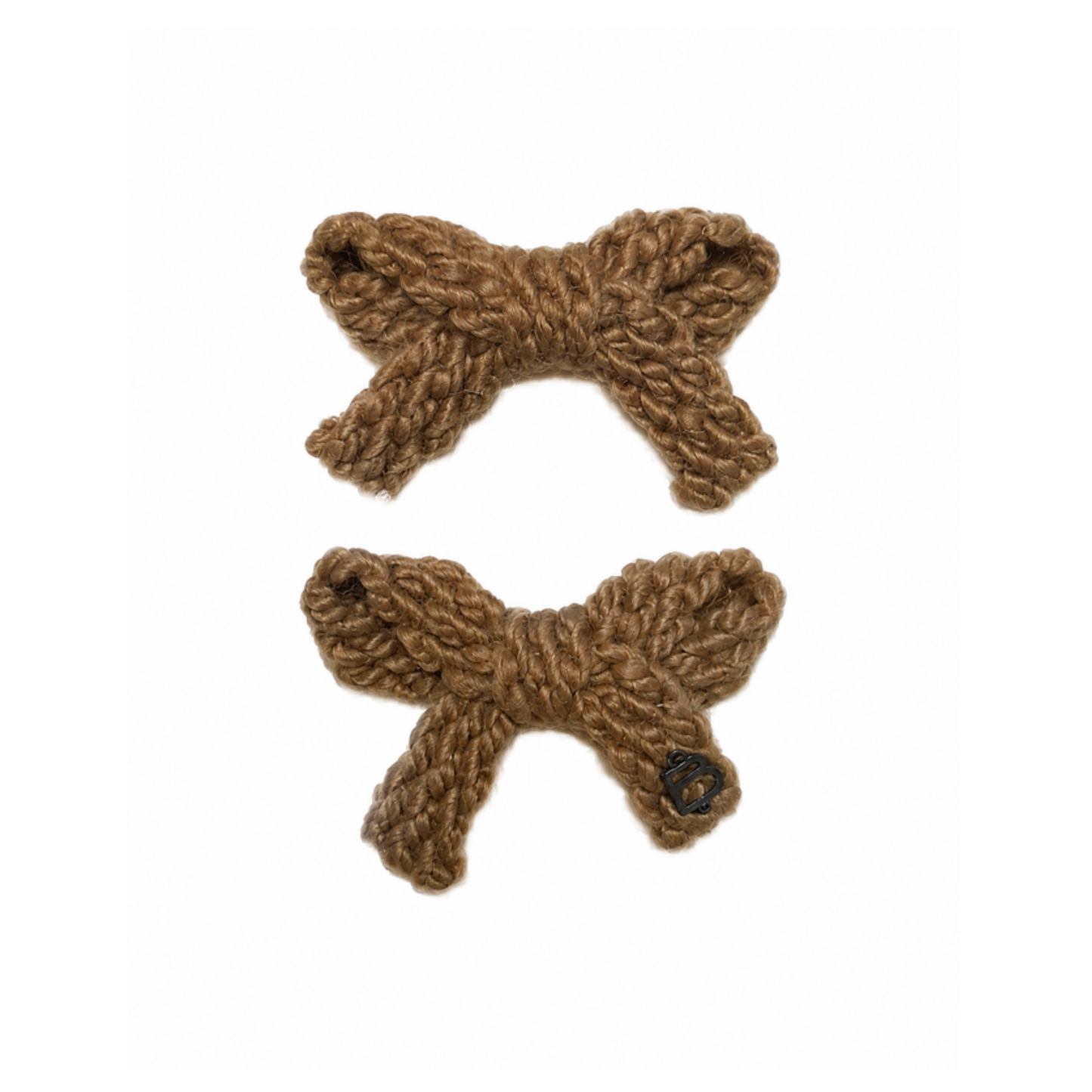 Bandeau Brown Text Wool Braid Mini Bow Clip Set