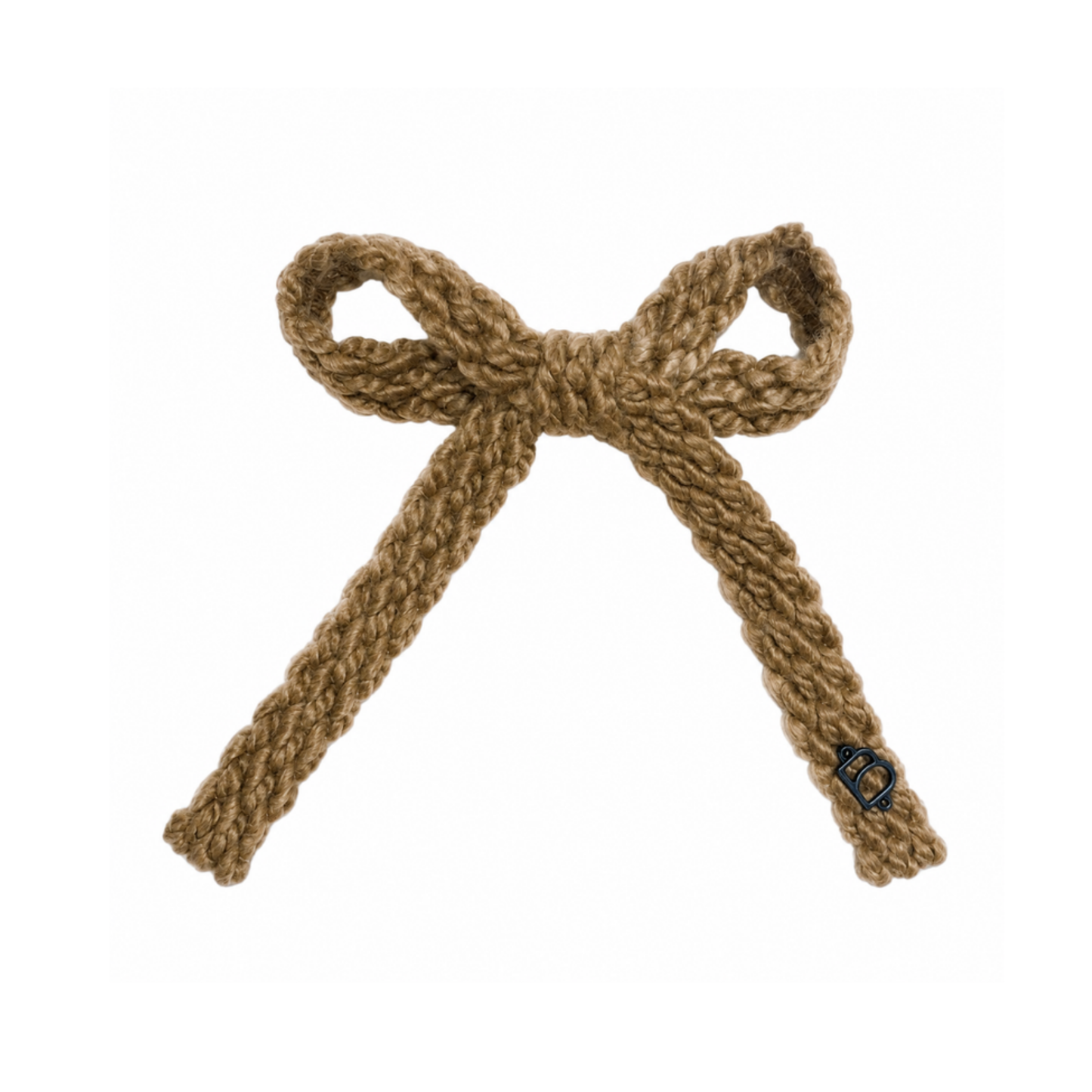 Bandeau Brown Text Wool Braid Medium Bow Clip