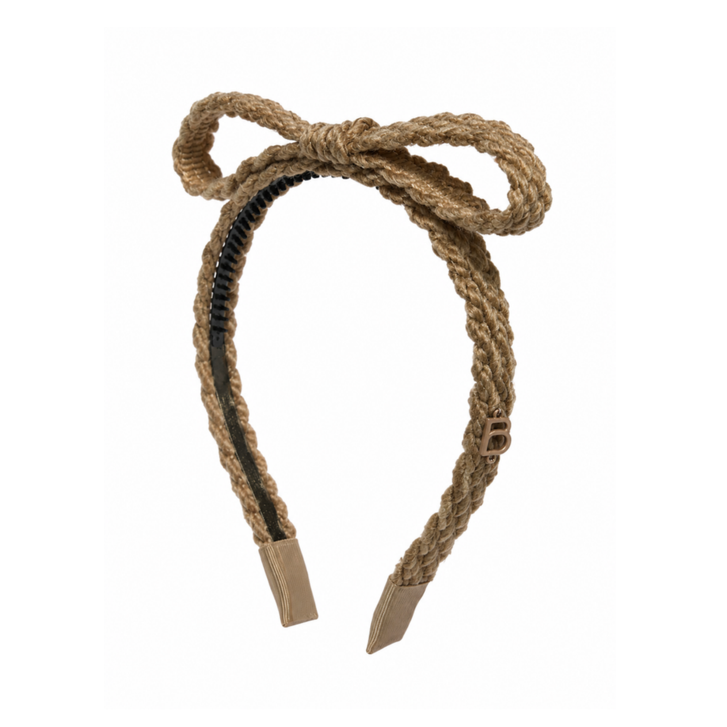 Bandeau Brown Text Wool Braid Bow Headband