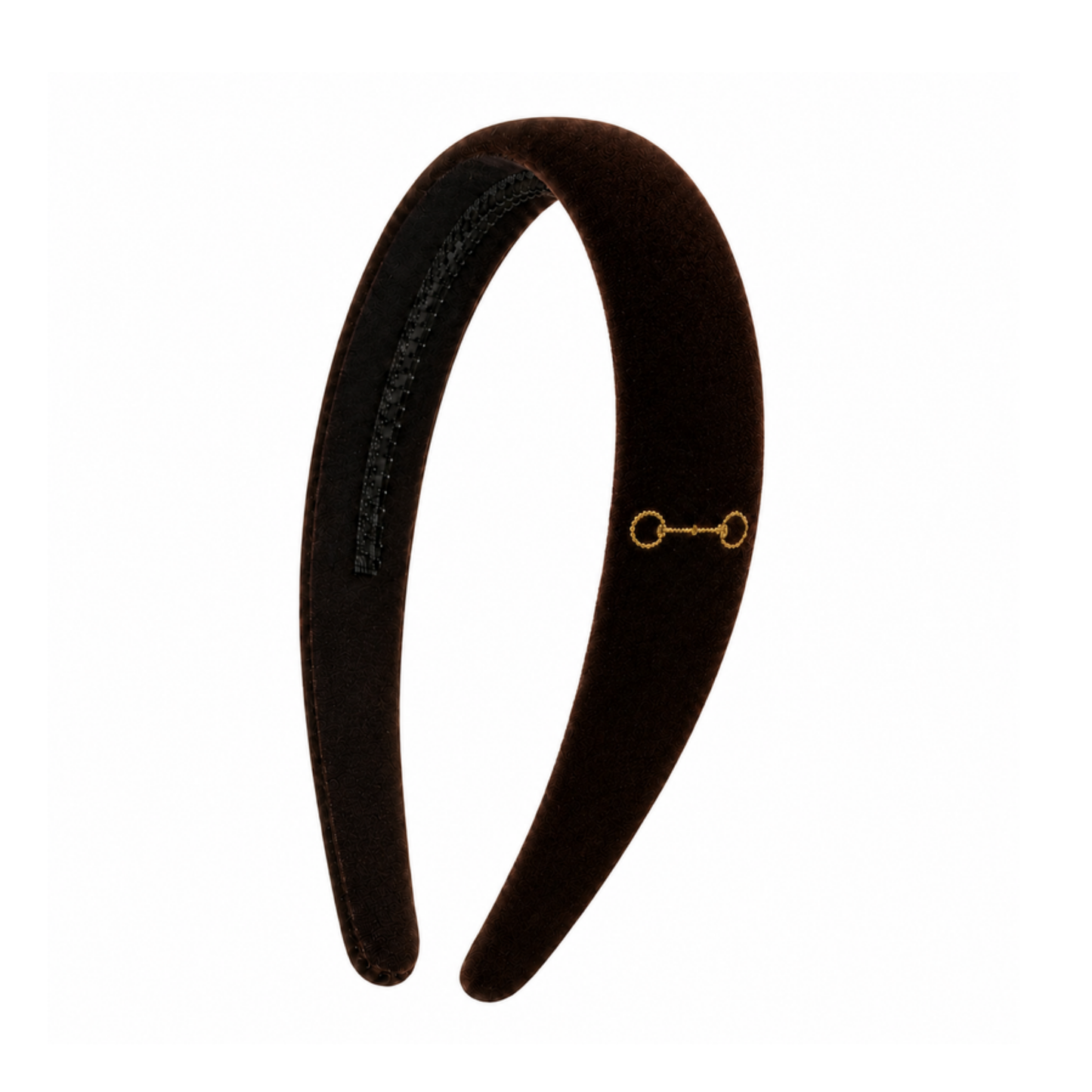 Bandeau Brown Velvet Gold Embroidered Classic Headband