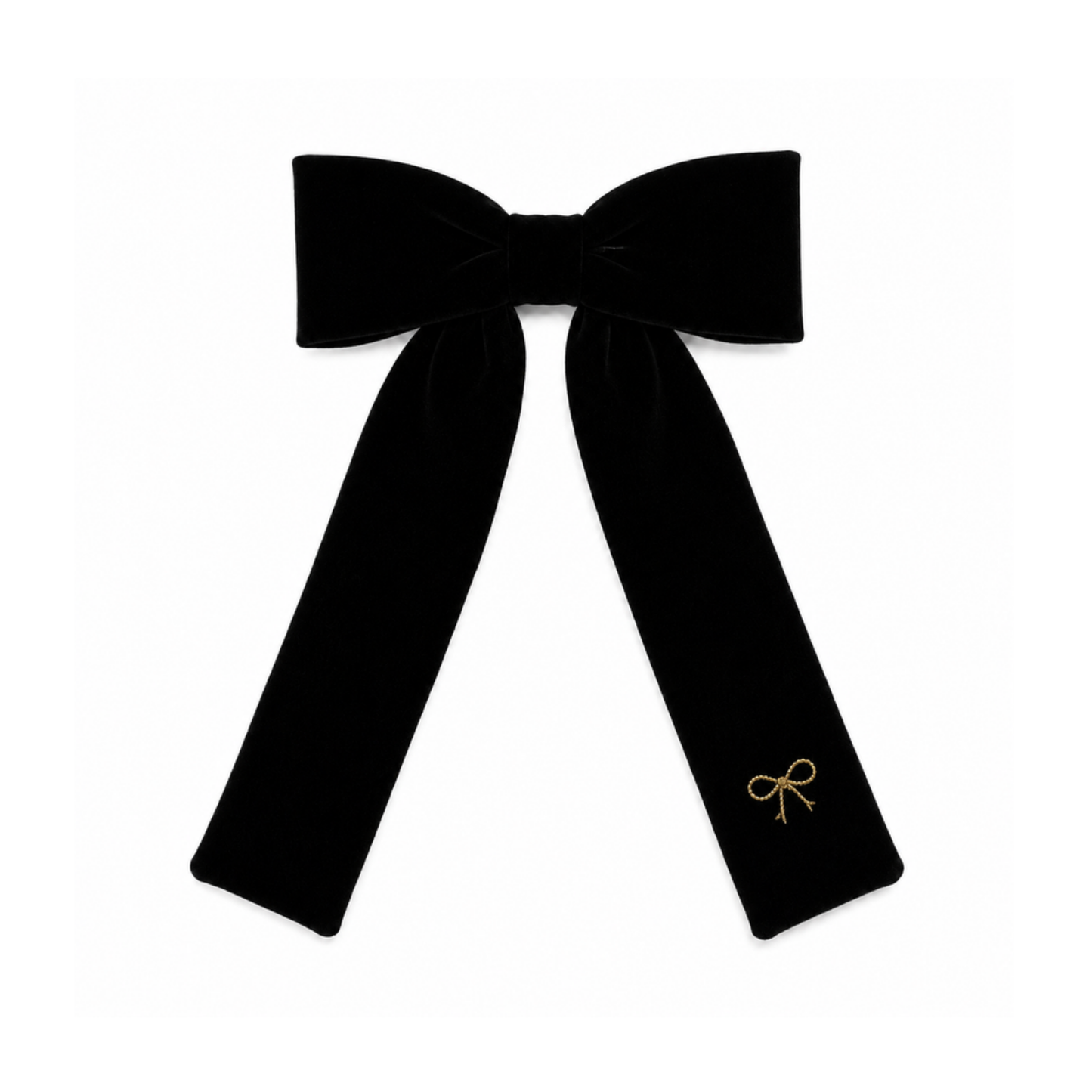Bandeau Black Velvet Gold Embroidered Large Bow Clip