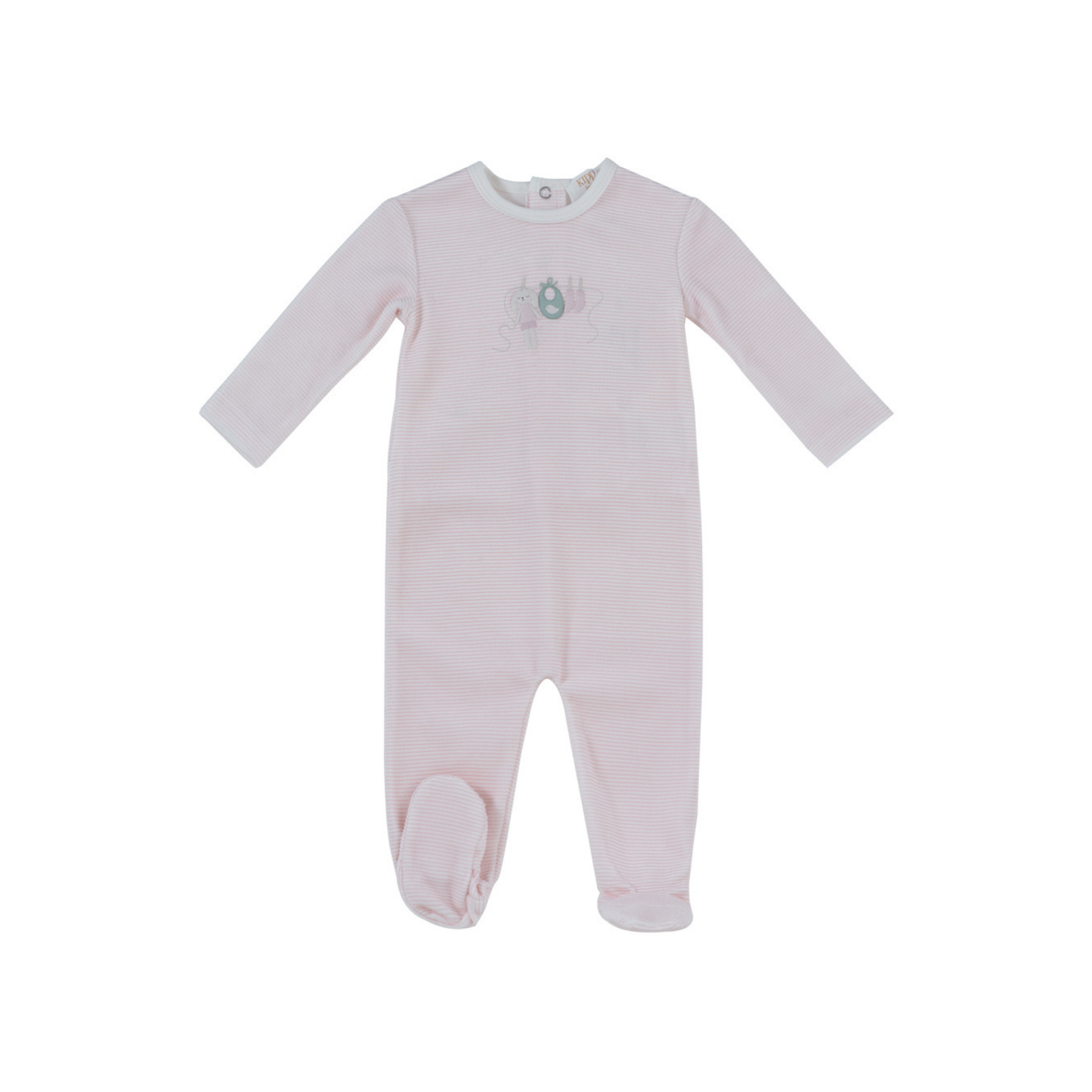 Kipp Baby Pink Bunny Stripe Footie