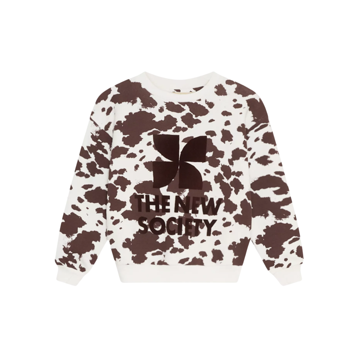 The New Society Cow Print Logo Long Sleeve Sweatshirt