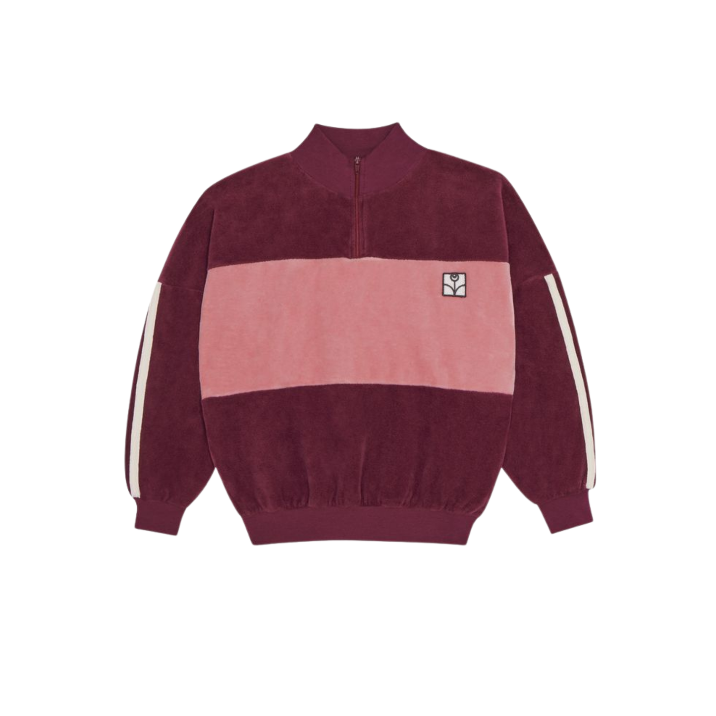 The Campamento Burgundy Colorblock Long Sleeve Sweatshirt