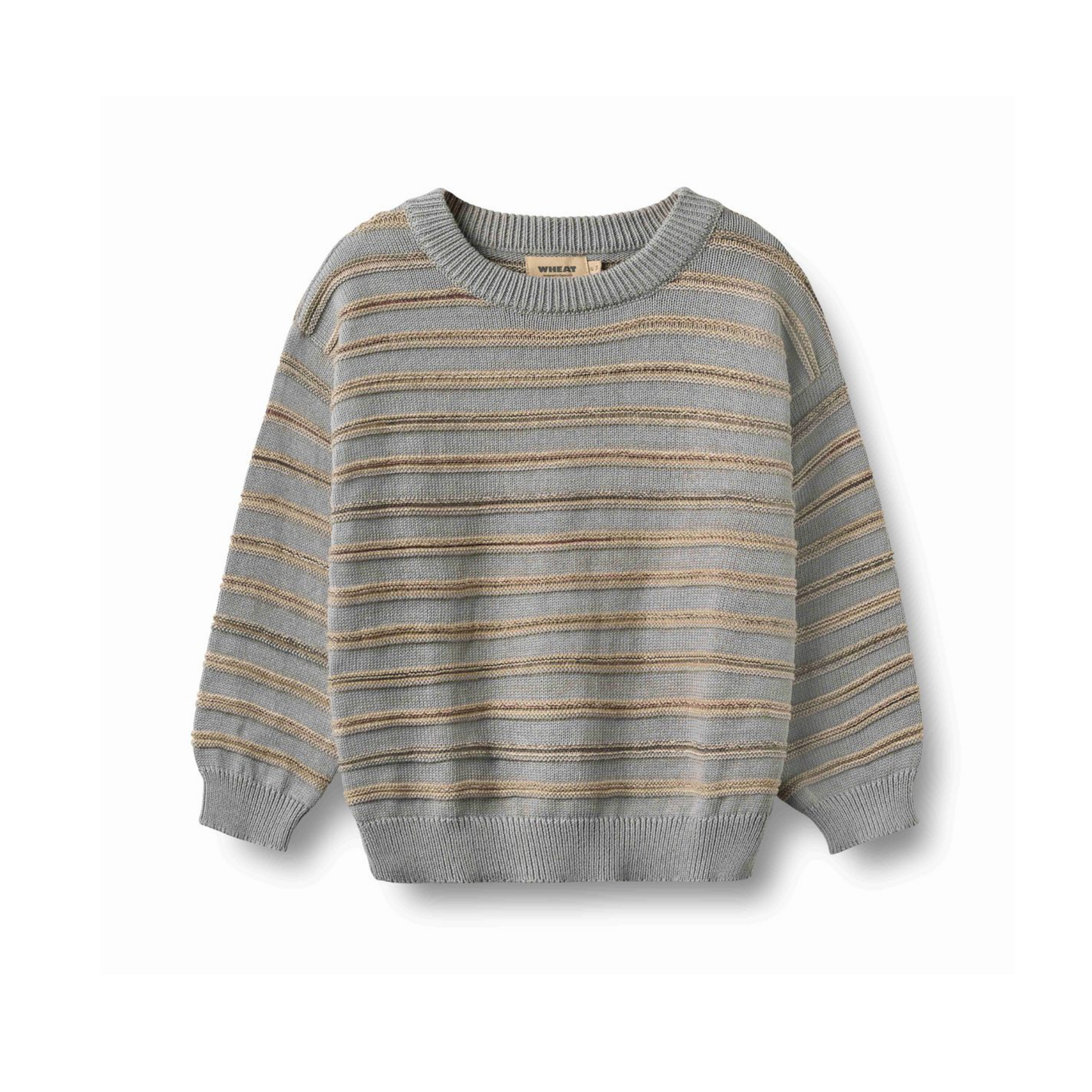 Wheat Slightly Blue Harlow Stripe Jacquard Long Sleeve Sweater