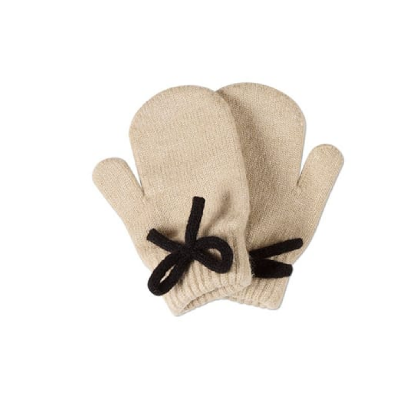 Memoi Ivory Sweet Knit Bow Mittens