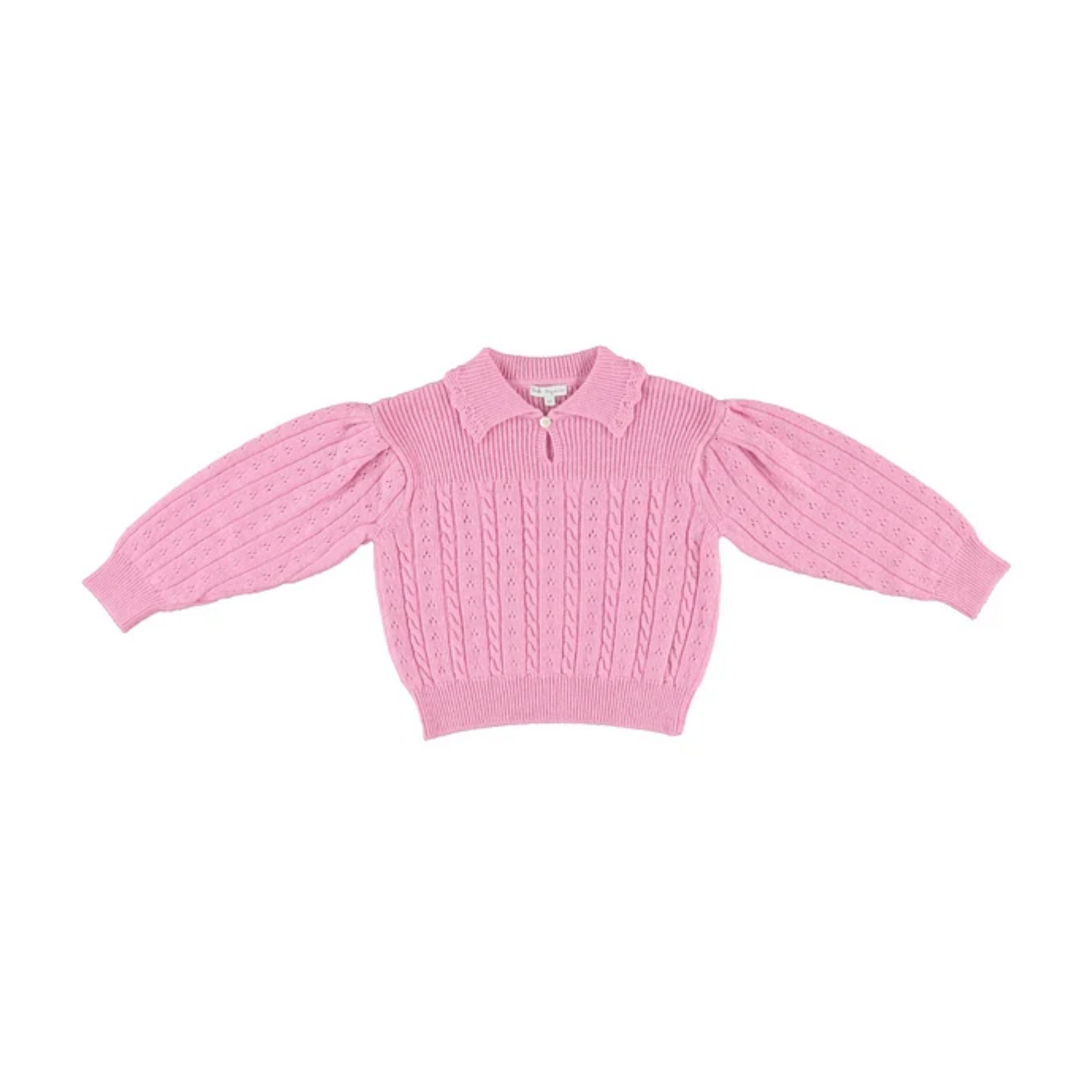 Bebe Organic Candy Pointelle Knit Dolly Long Sleeve Sweater
