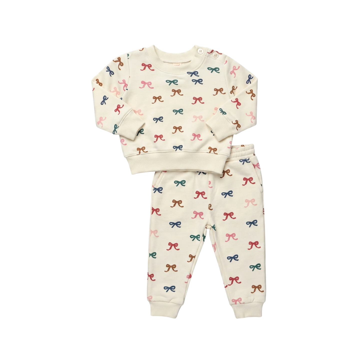Coop Kids Cream Tiny Bows Jogger Set