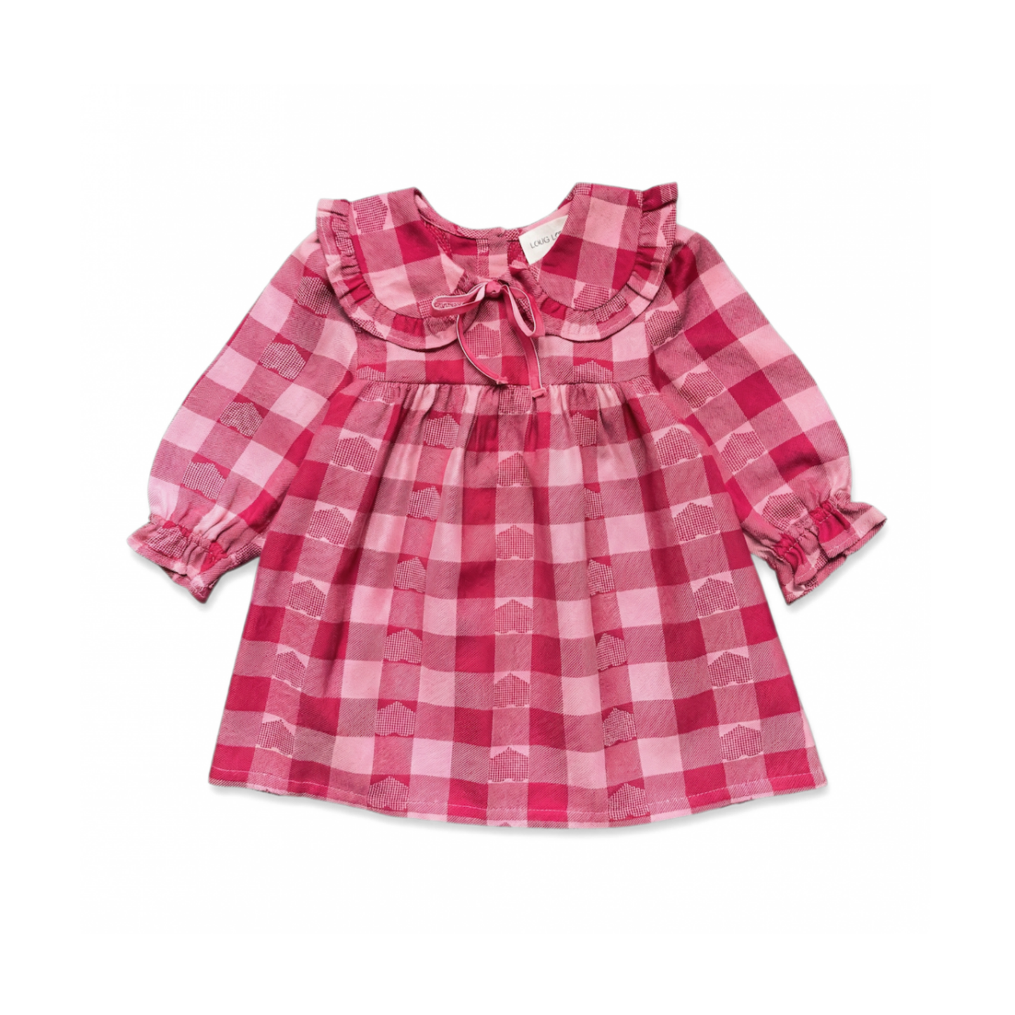 Louis Louise Pink/Burgundy Benjamina Twill Check Heart Dress