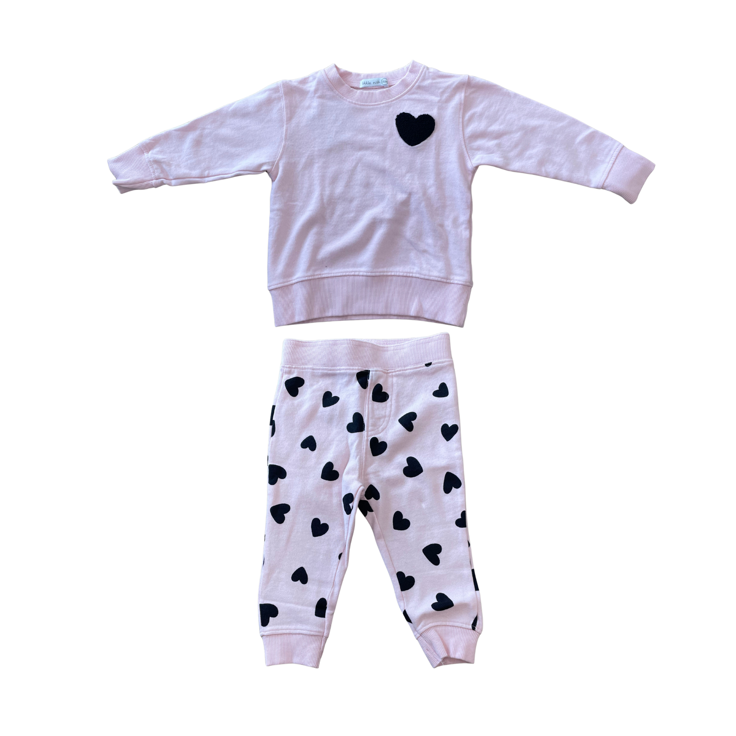 Little Mish Pink Chenille Heart 2 Pc Set