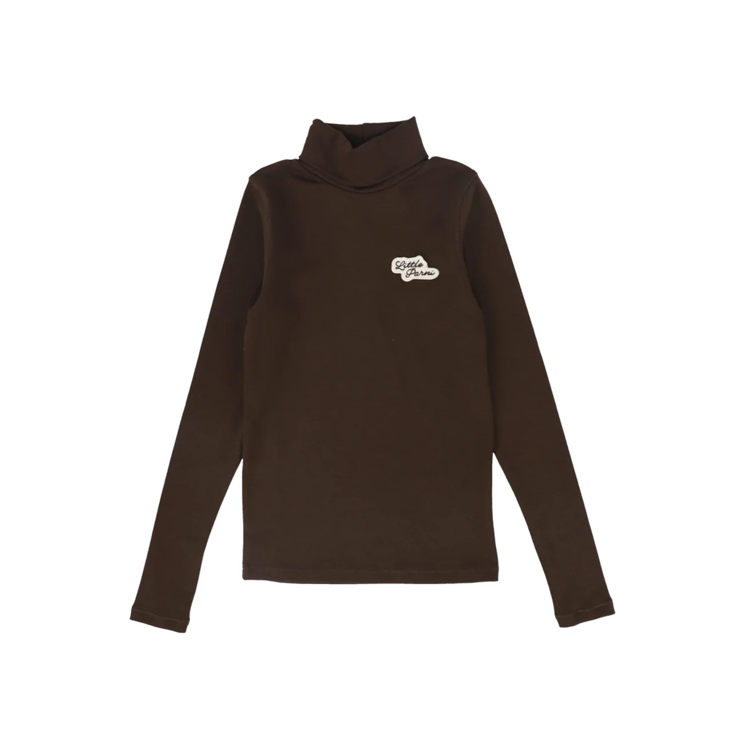 Little Parni Brown Solid Turtleneck