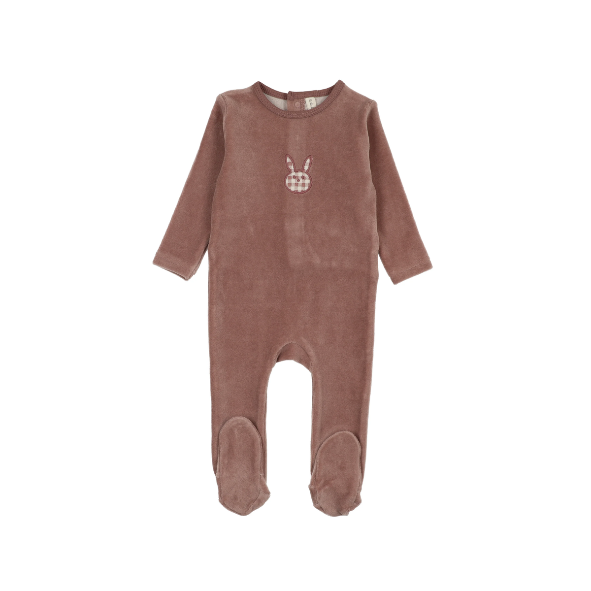 Lilette Mauve Velour Gingham Bunny Footie