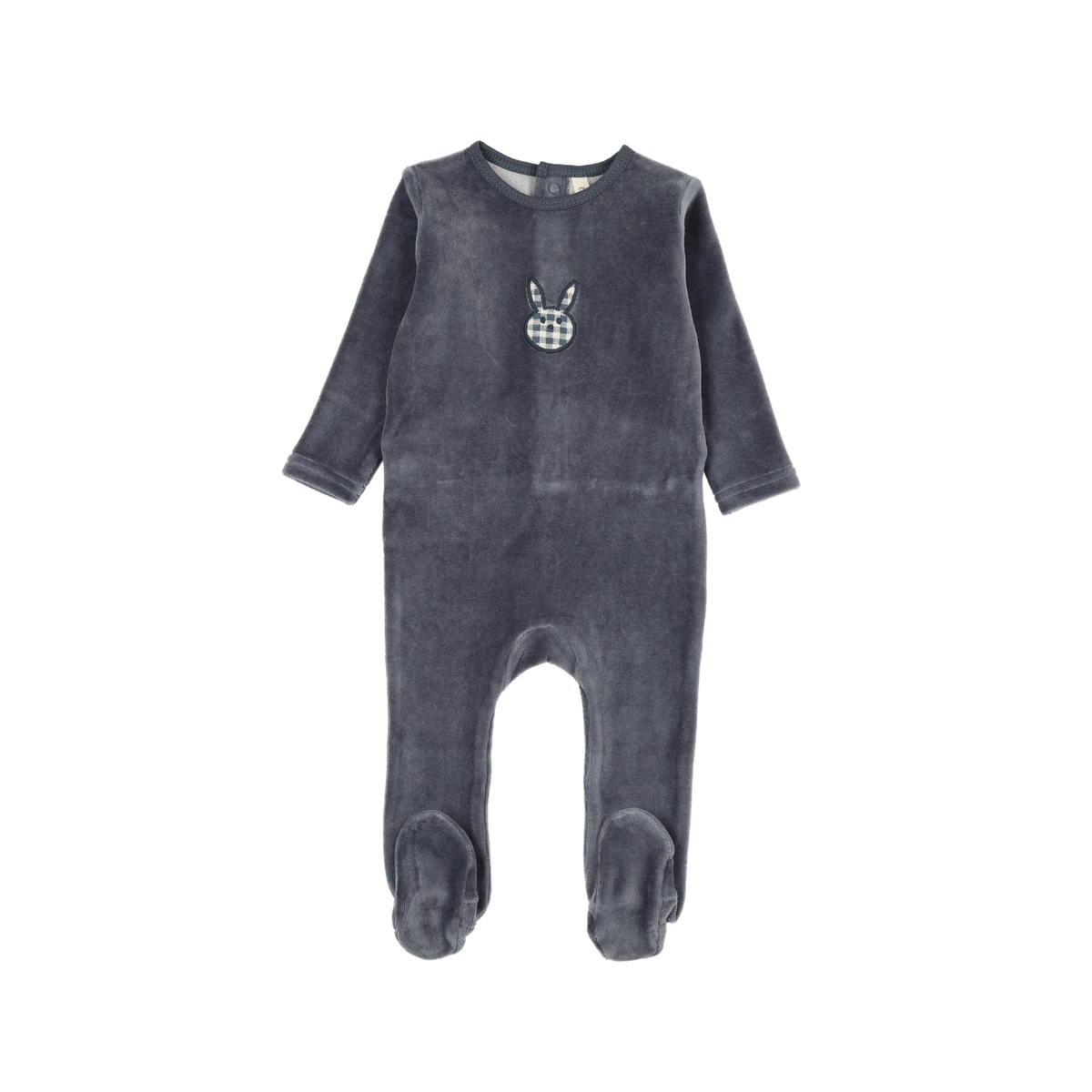 Lilette Off Navy Velour Gingham Bunny Footie