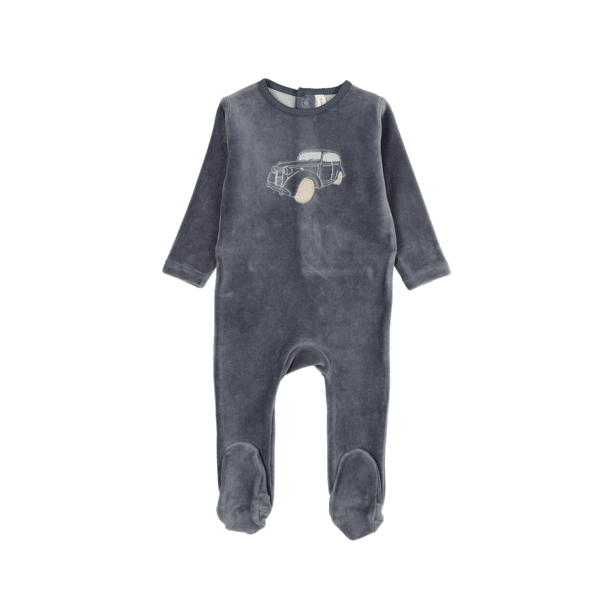 Lilette Off Navy Stitched Graphic Velour Footie