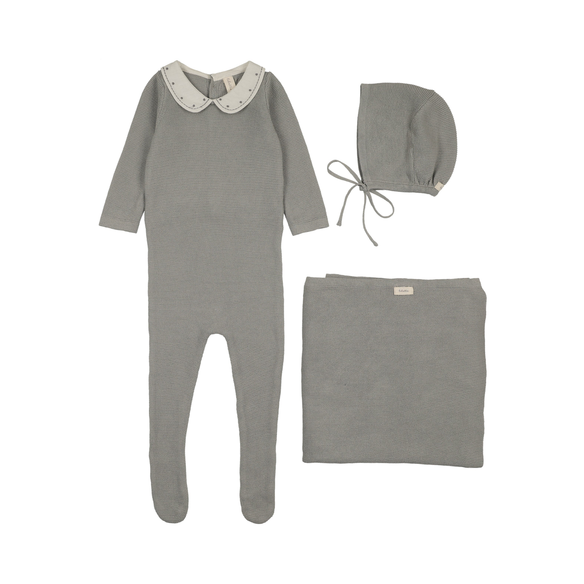 Lilette Light Blue Embroidered Knit Collar Layette Set