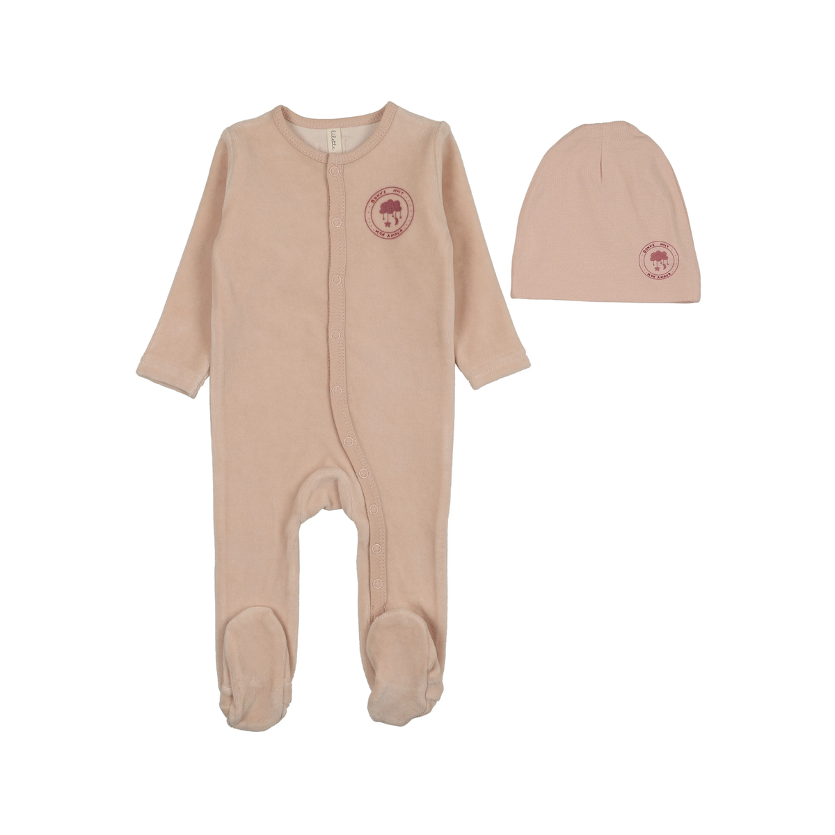 Lilette Pale Pink Velour Snap Down Footies Set