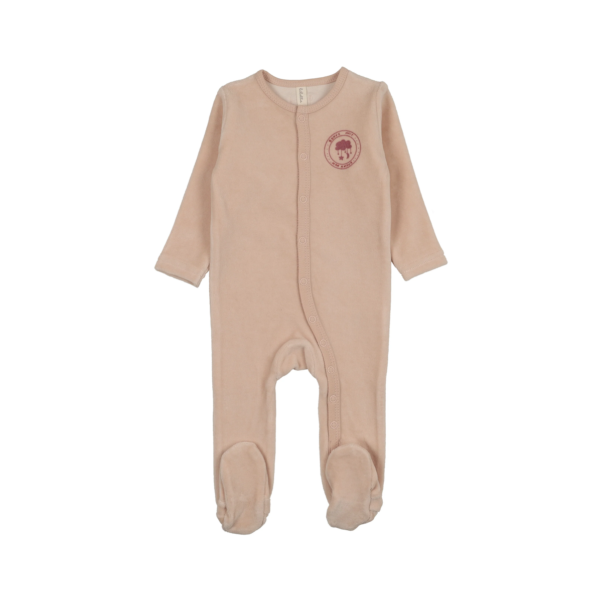 Lilette Pale Pink Velour Snap Down Footie