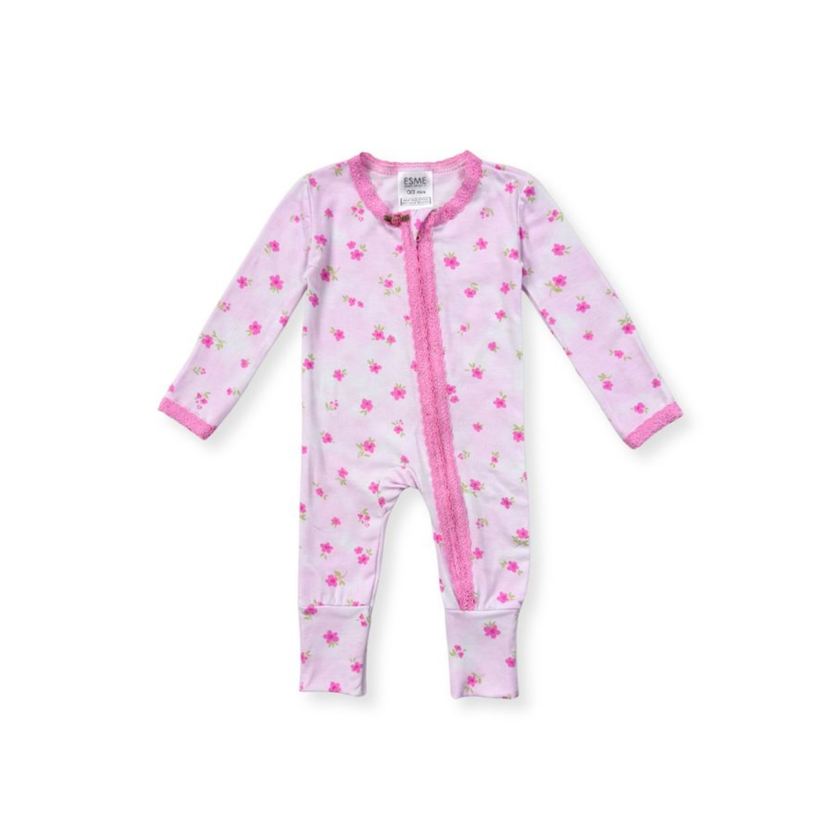Esme Pink Rosie Lace Flip Footie