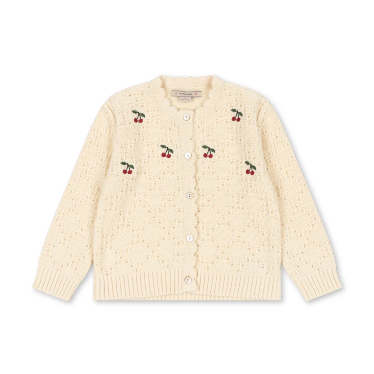 Konges Slojd Buttercream Cocolo Cherry Embroidered Long Sleeve Cardigan
