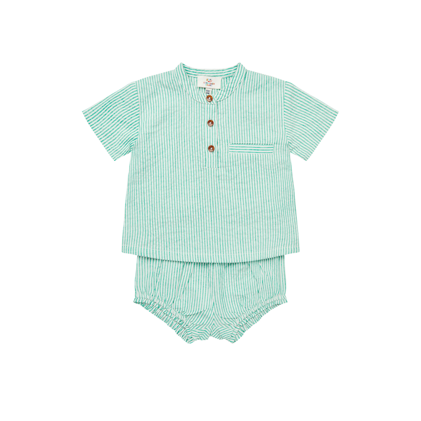 Copenhagen Colors Sharp Green Seersucker Stripe Bloomer Set