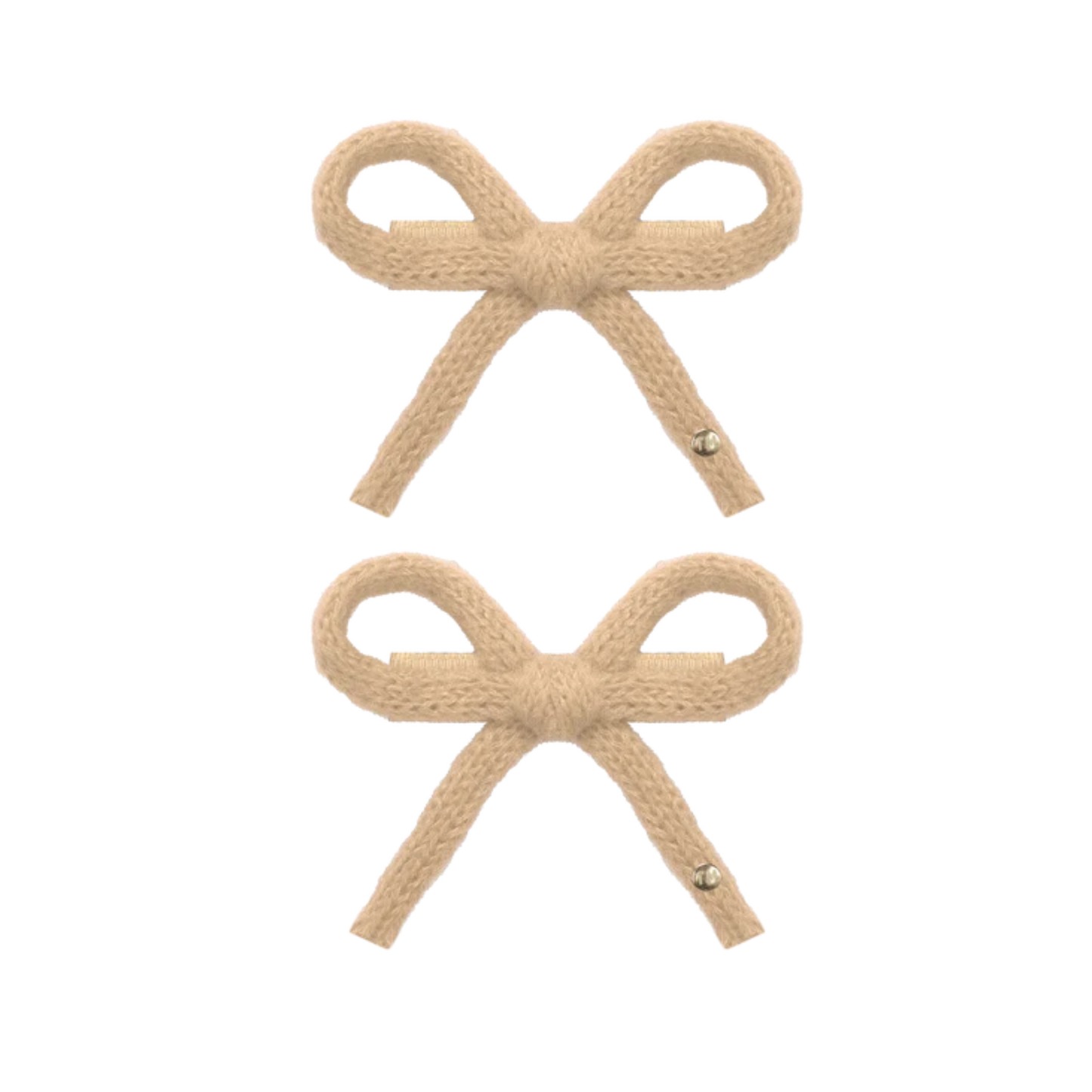 Tis Me Beige Knit Ribbon Collection Mini Bow Clip Set Of 2