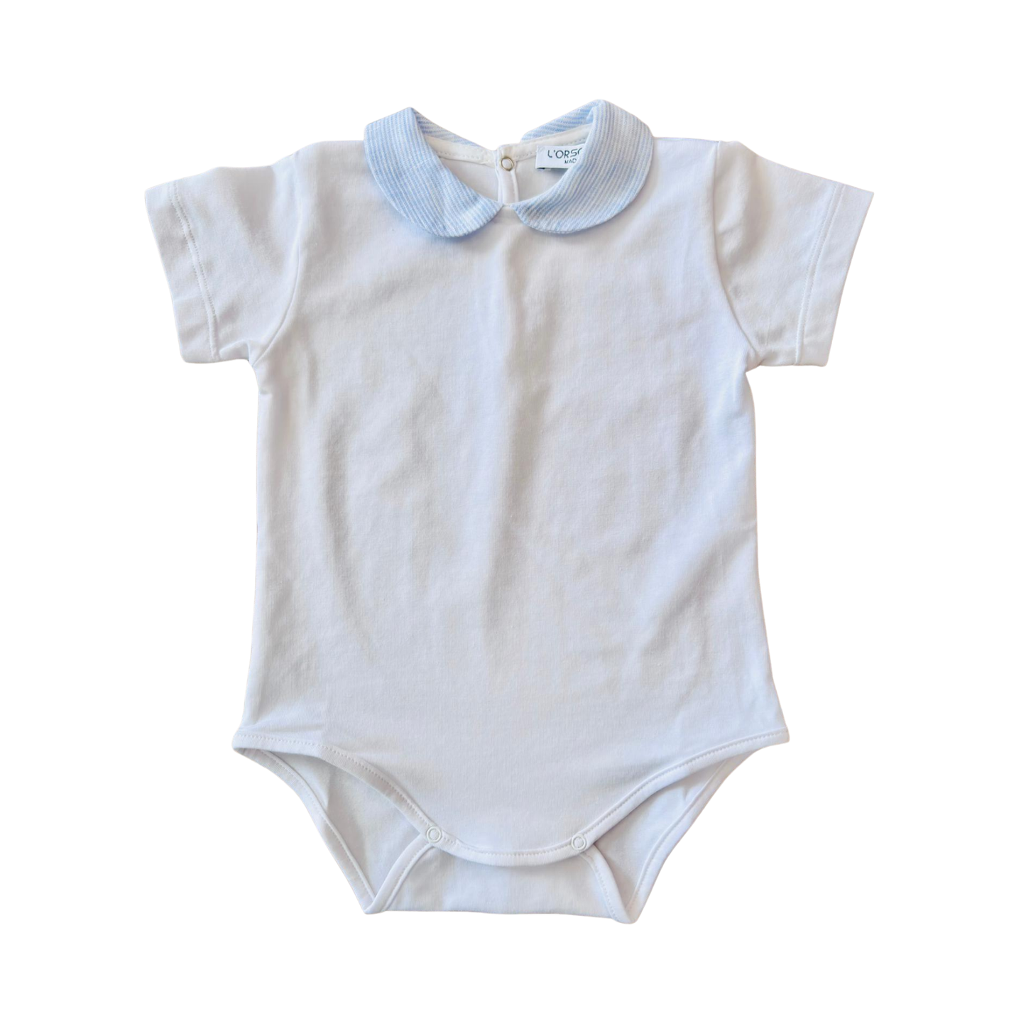 L'Orsobruno White Striped Peter Pan Romper