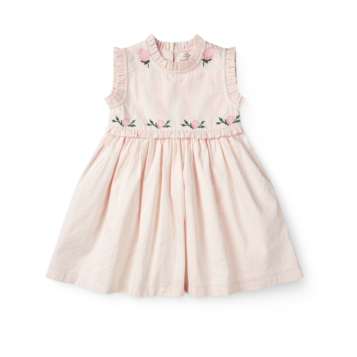 Copenhagen Colors Dusty Rose Seersucker Stripe Ruffles Dress