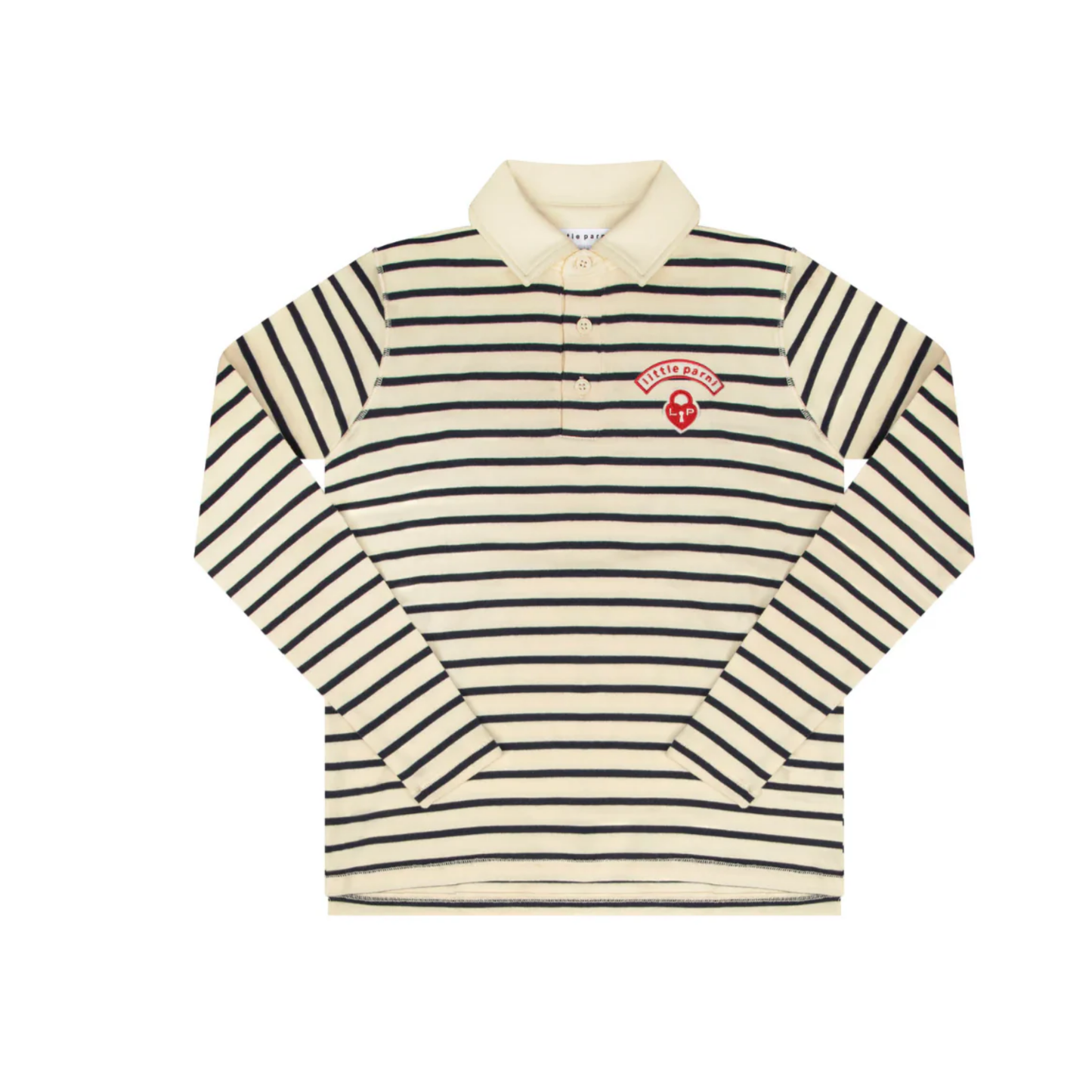 Little Parni Navy / Ivory Wide Striped Teen Polo