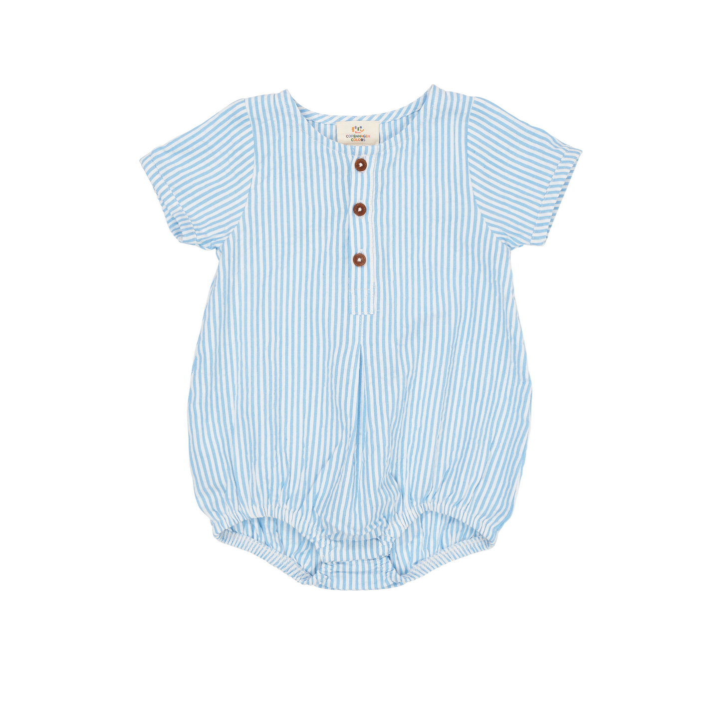 Copenhagen Colors Sky Blue Seersucker Stripe Romper