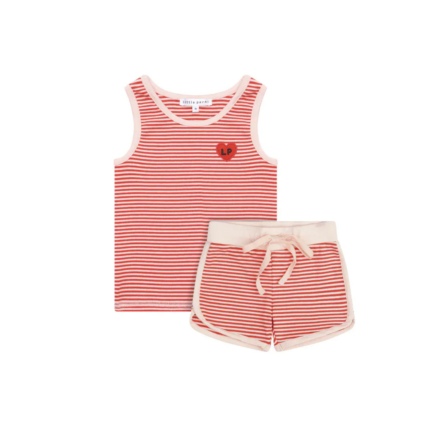 Little Parni Coral / Pink Striped Tank Set