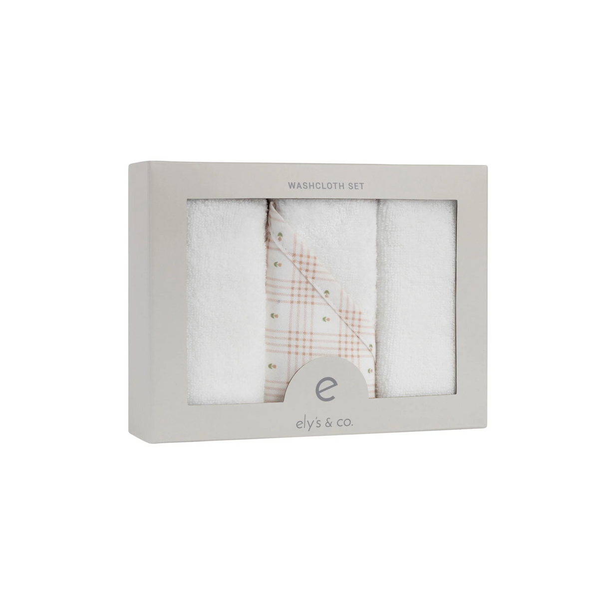 Ely'S & Co Pink 3 Pack Wash Cloths Floral Plaid Collection