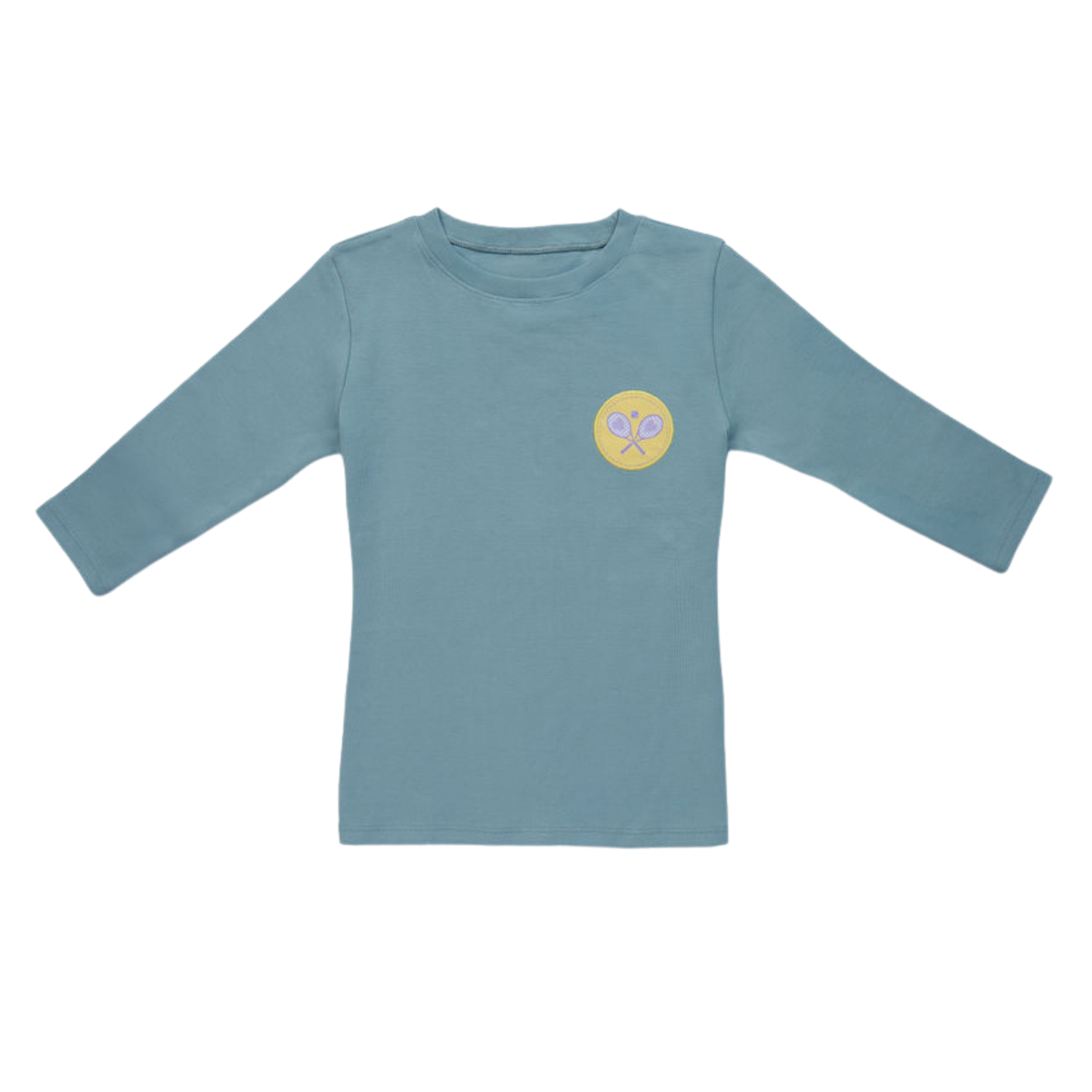 Positivi-T Lagoon/Yellow Tennis Racket Patch 3/4 Sleeve Tee