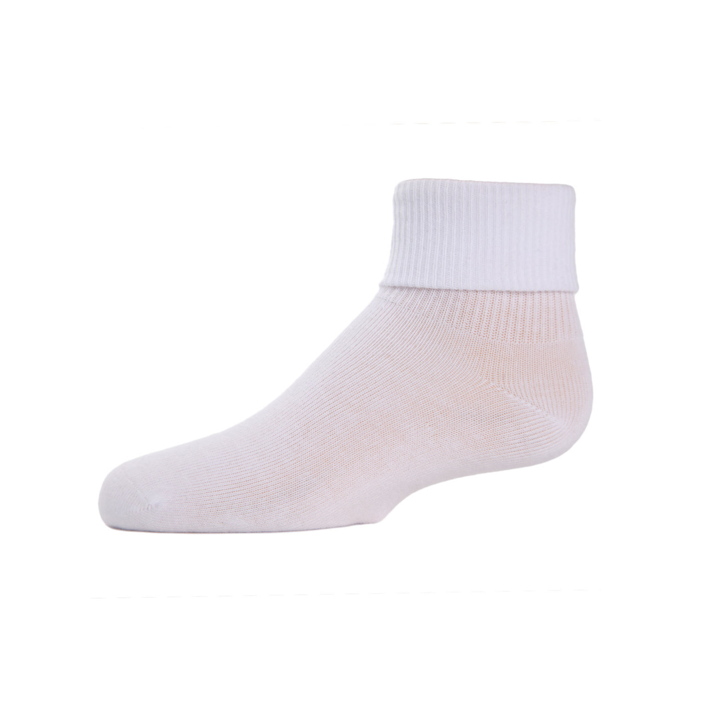 Memoi White Kids Triple Roll Cotton Blend Ankle Socks