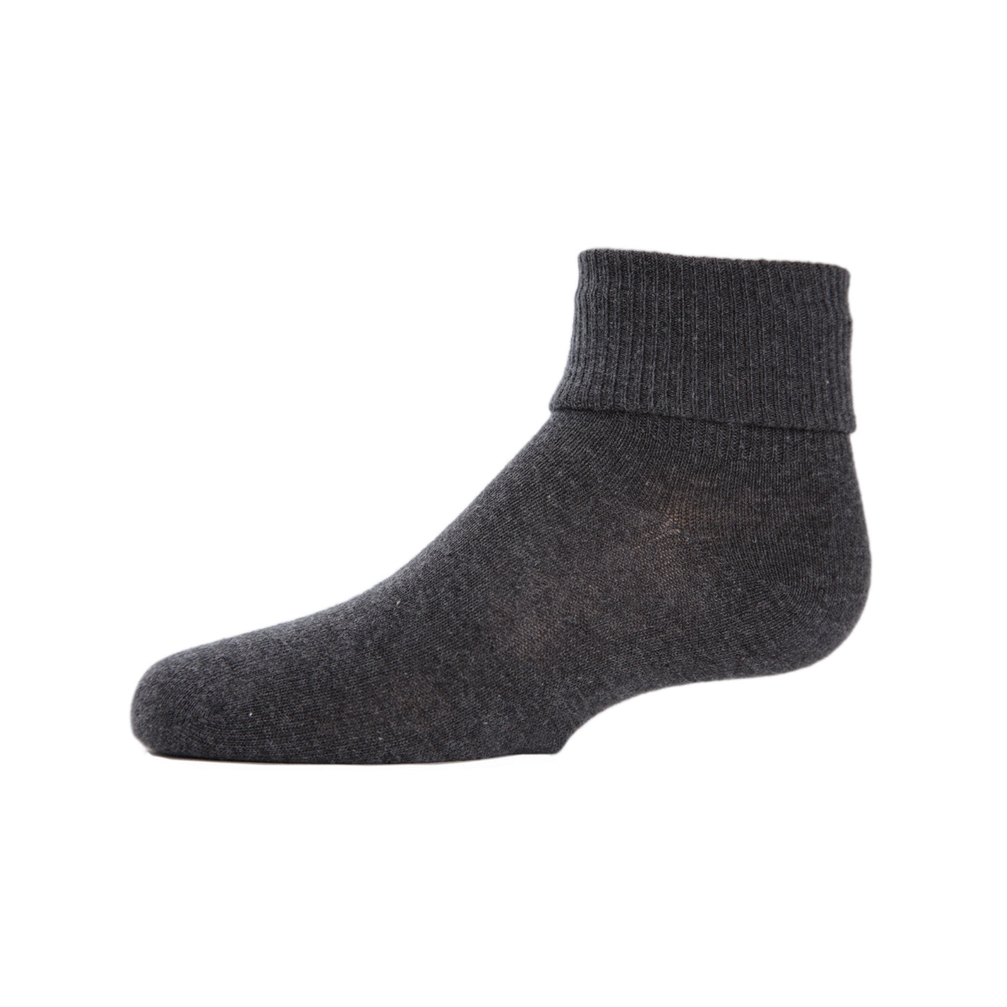 Memoi Charcoal Kids Triple Roll Cotton Blend Ankle Socks