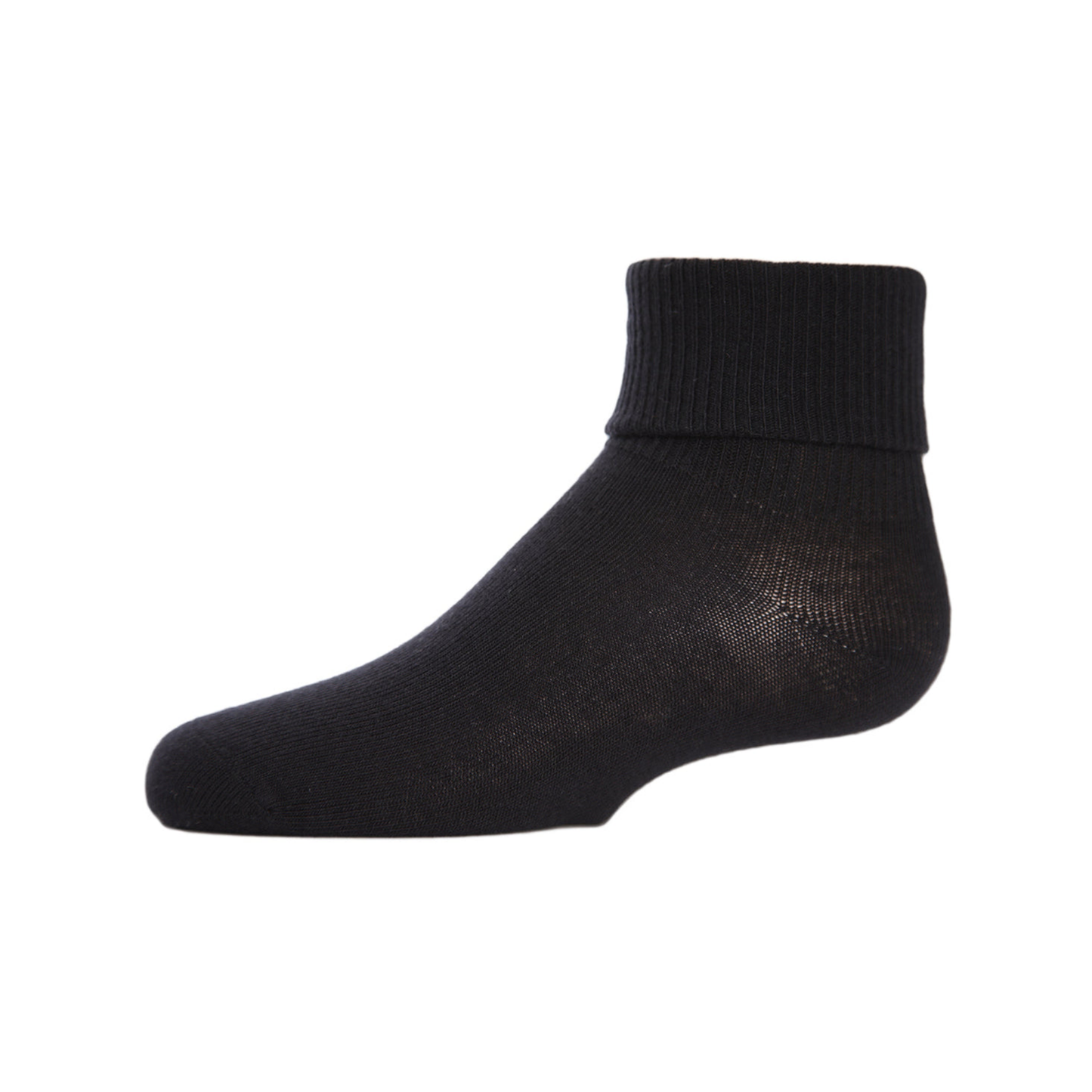 Memoi Black Kids Triple Roll Cotton Blend Ankle Socks