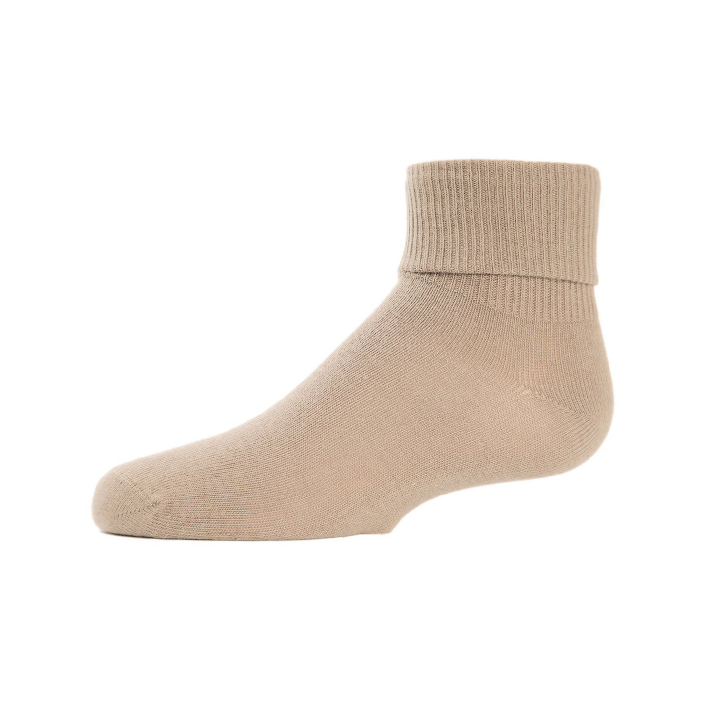 Memoi Tan Kids Triple Roll Cotton Blend Ankle Socks