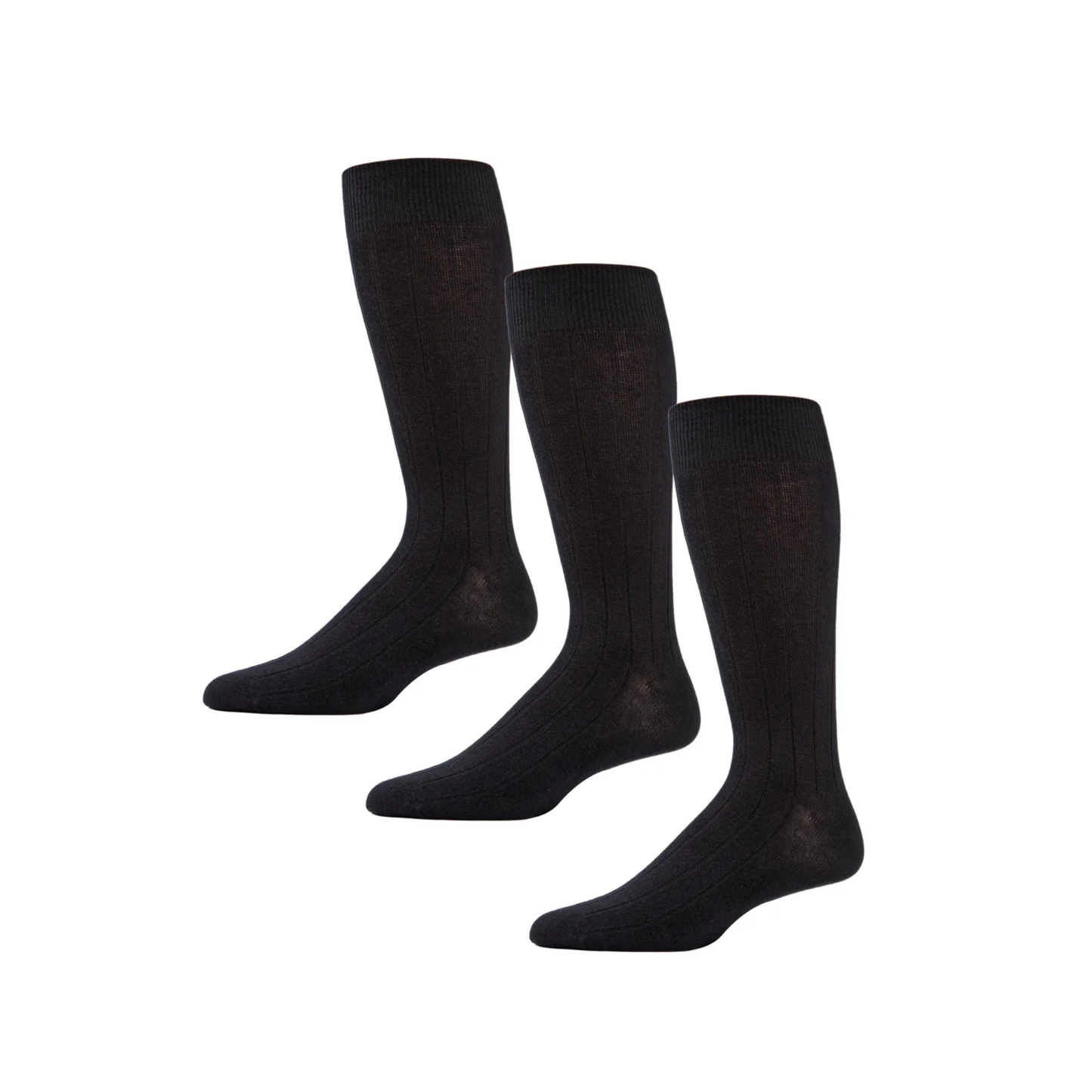 Memoi Mens Classic Wide Ribbed Crew Socks 3-Pack - Mm-450