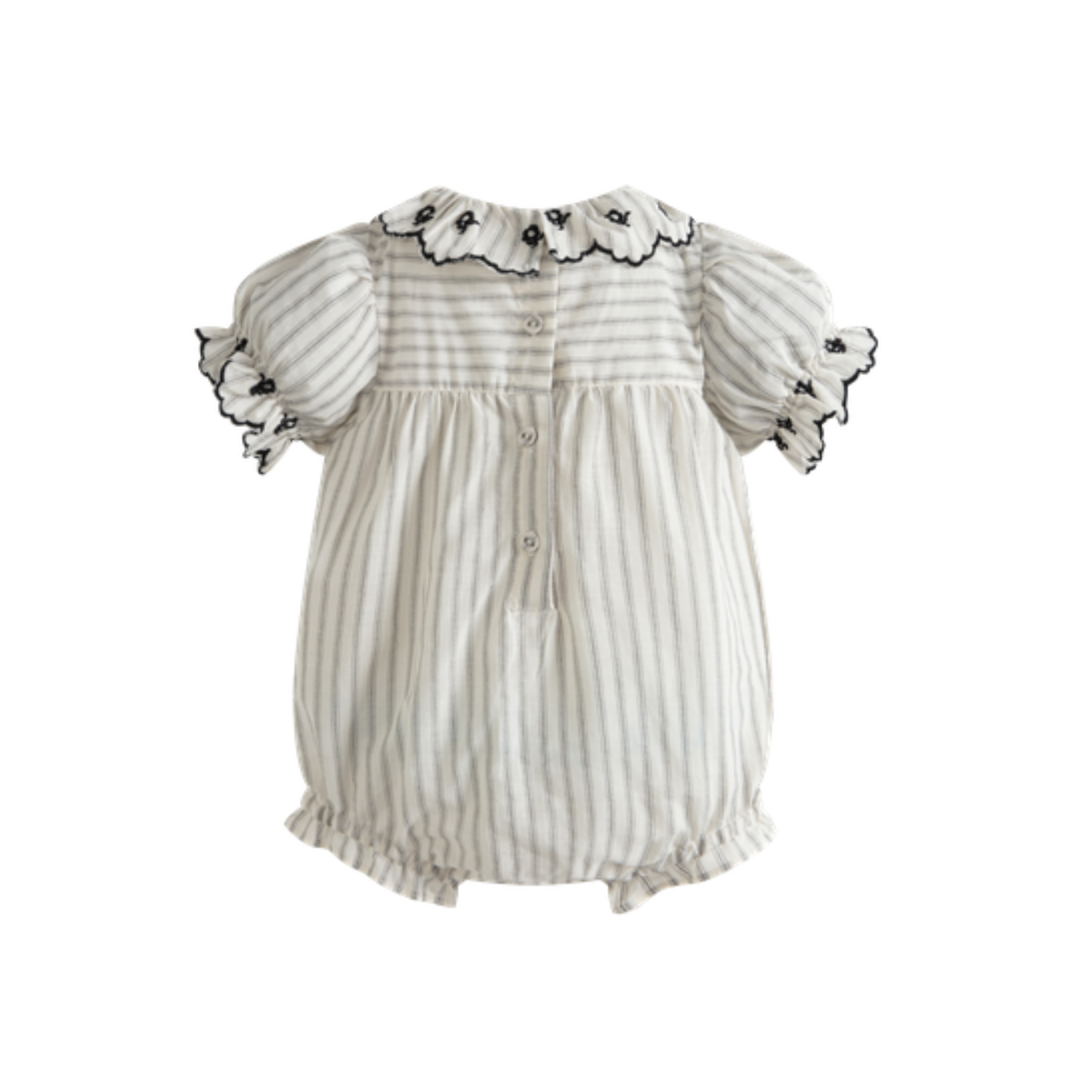 C'Era Una Volta Black Stripe Agapi Short Sleeve Romper