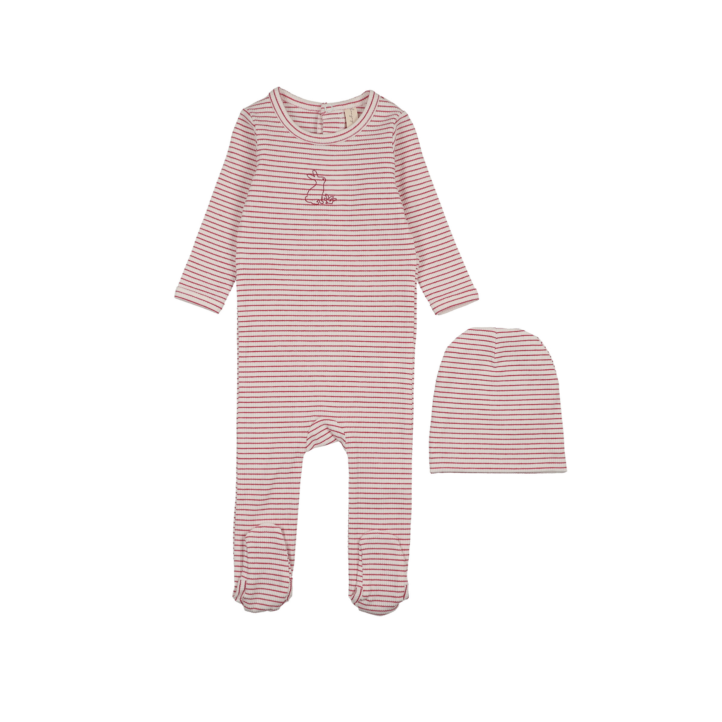 Bonjoy Red/White Bunny Footie Set