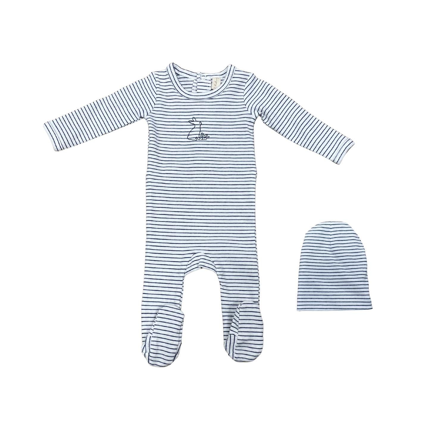 Bonjoy Navy/White Bunny Footie Set