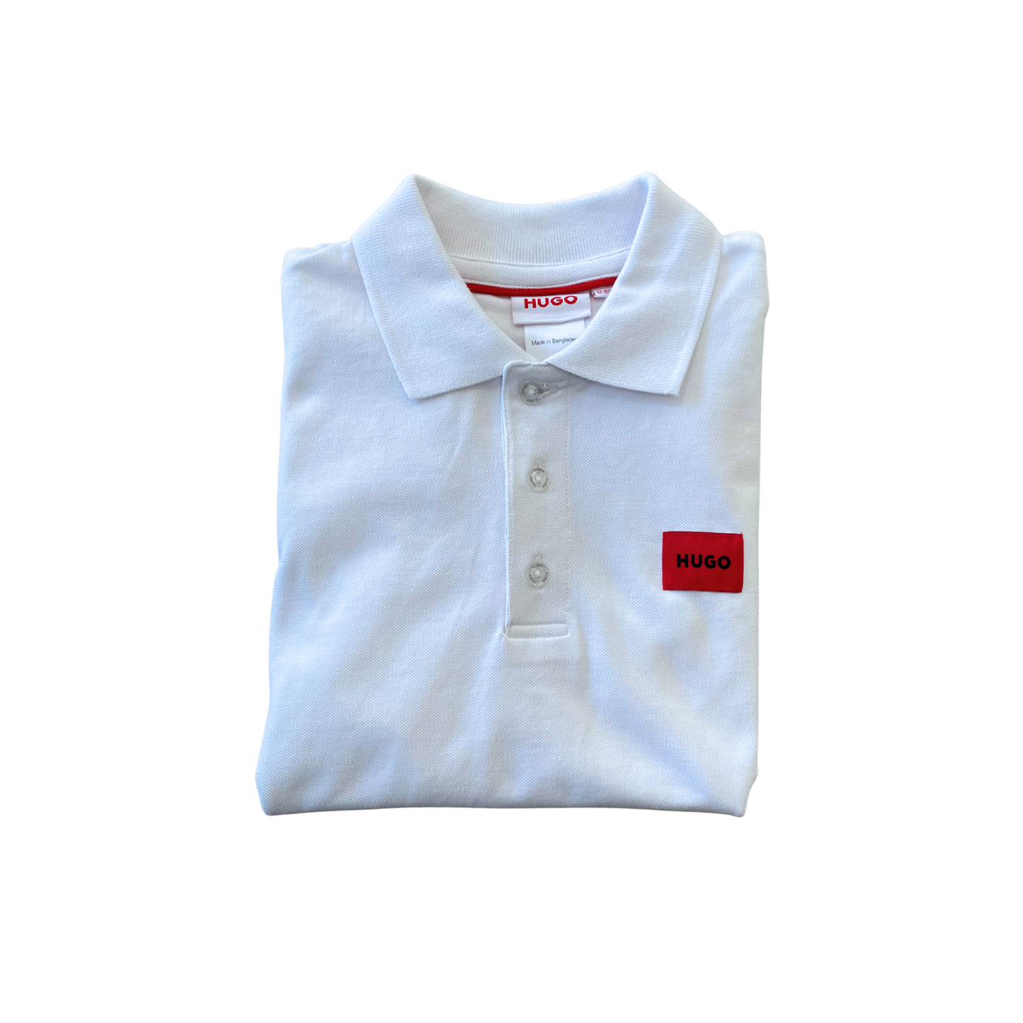 Hugo White Pique Short-Sleeved Polo Shirt
