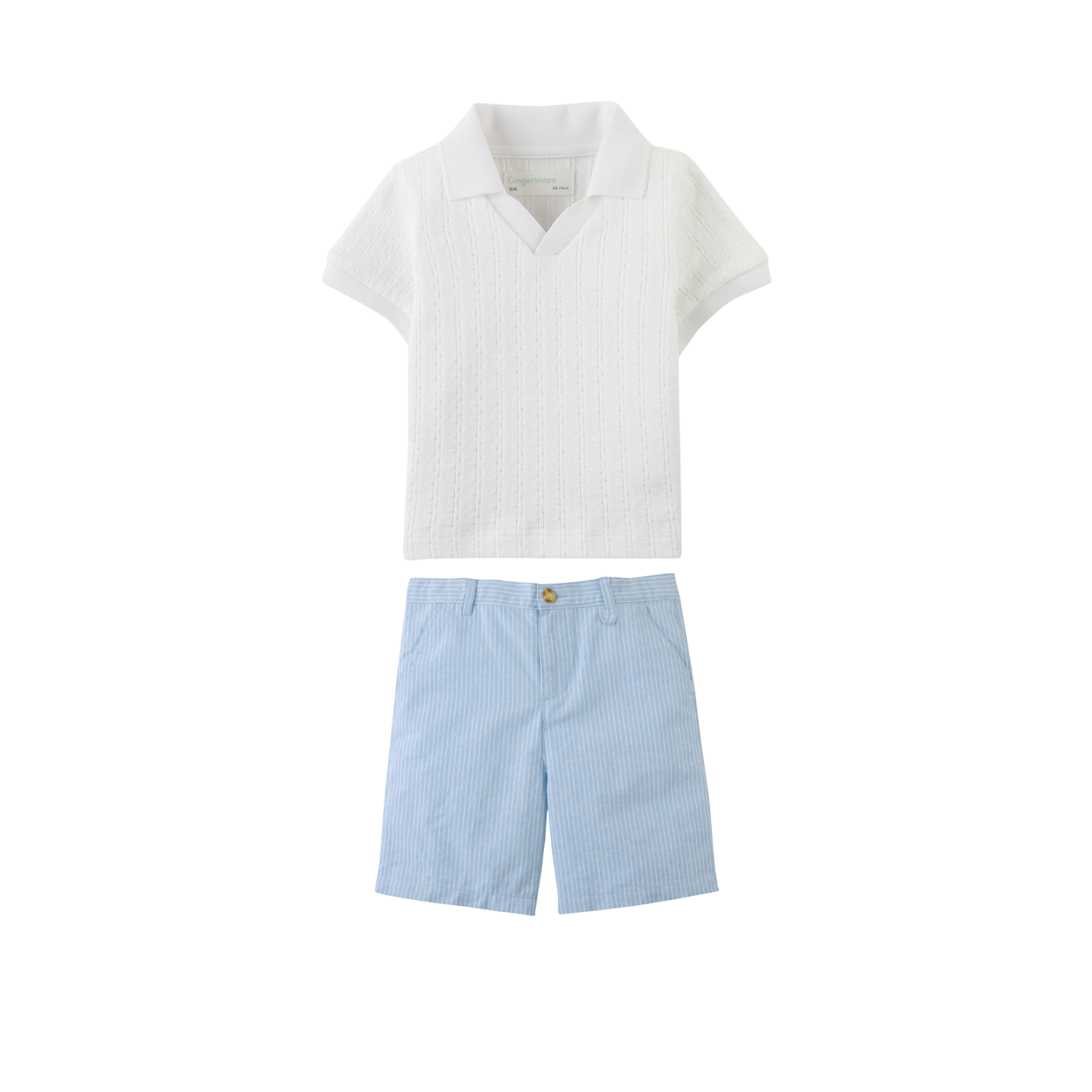 Gingersnaps White/Blue Ludwig Cable Polo Shorts Set