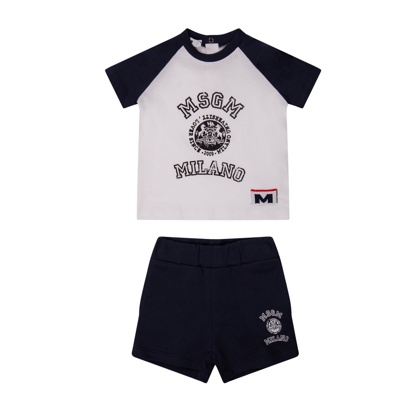 MSGM Dark Blue Bicolor Logo Shorts Set