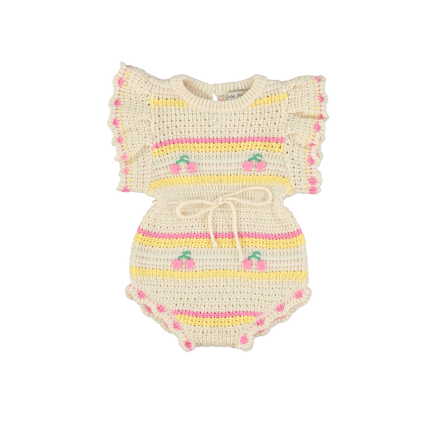 Bebe Organic Cherry Stripe Paloma Romper