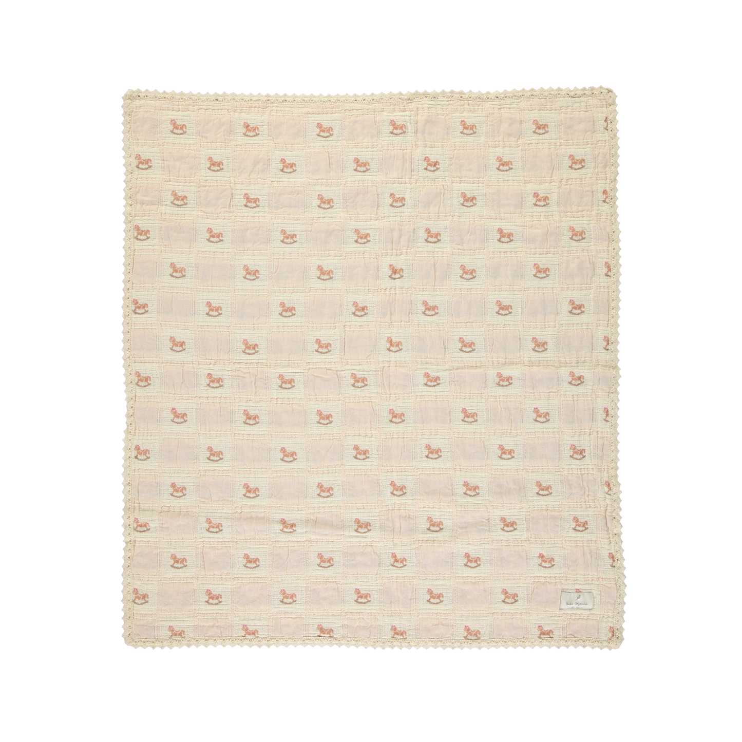 Bebe Organic Shell Pink Patchwork Rocking Horse Blanket