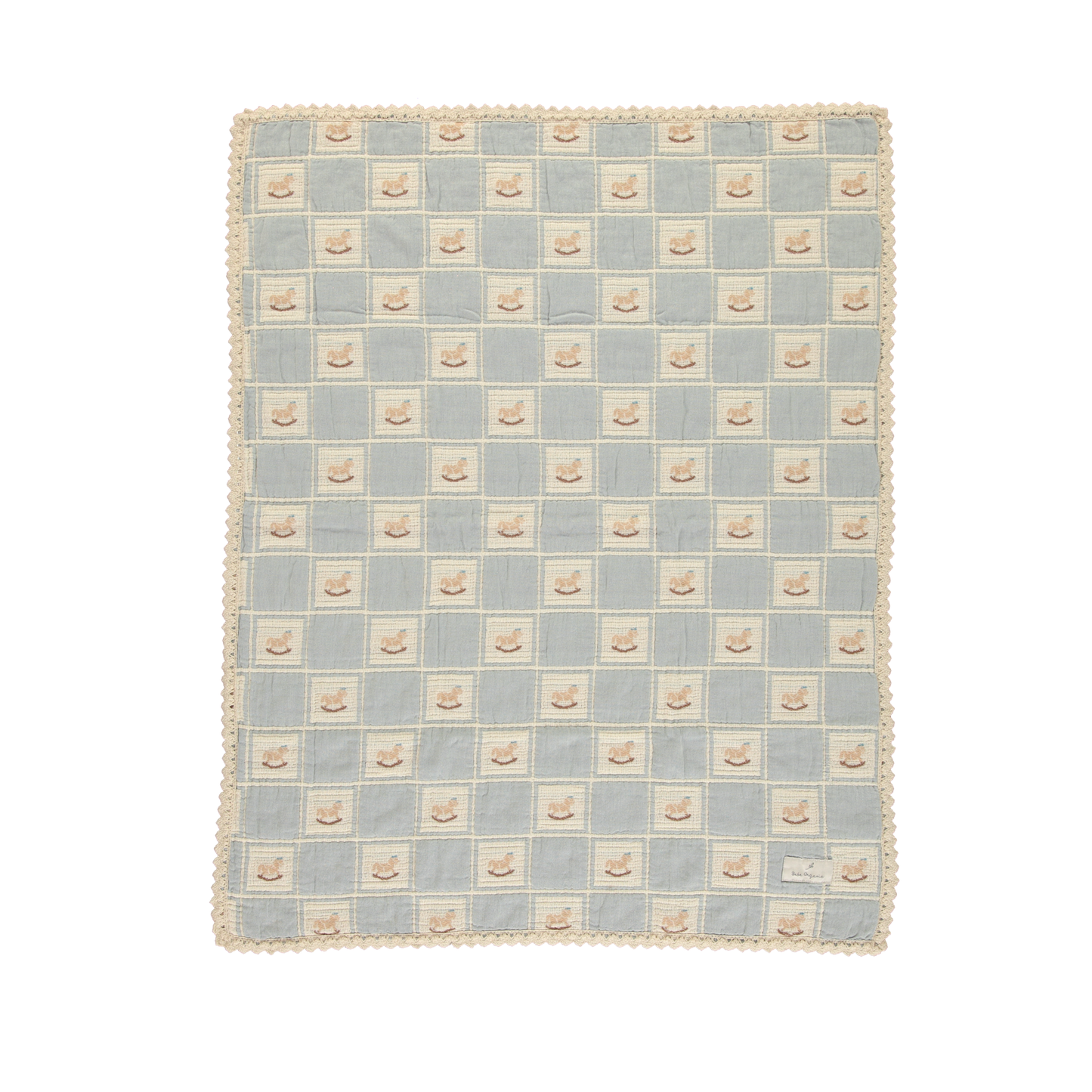 Bebe Organic Blue Patchwork Rocking Horse Blanket