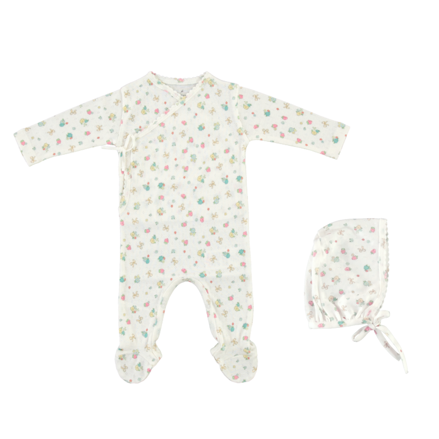 Bebe Organic Strawberry Field Nia Wrap Footie With Bonnet