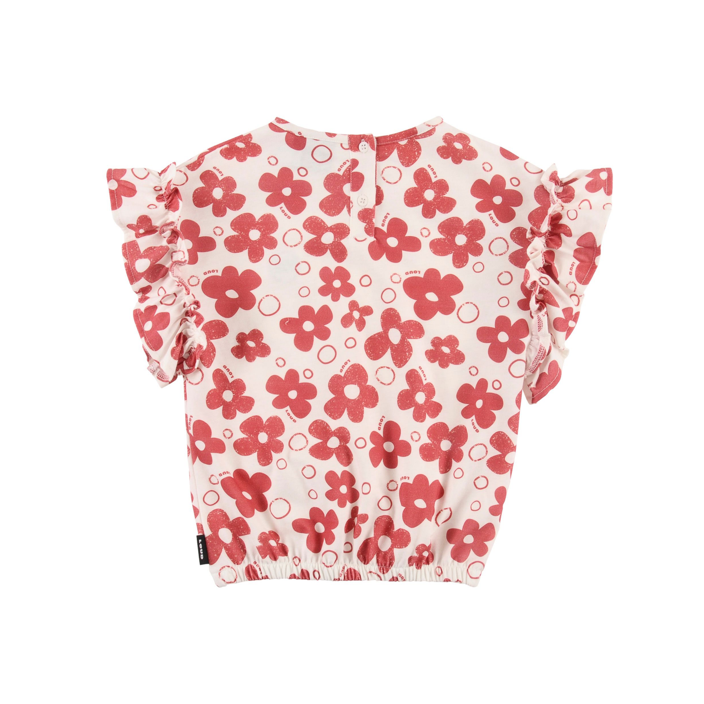 Loud Flower Aop Ruffle Short Sleeve Top