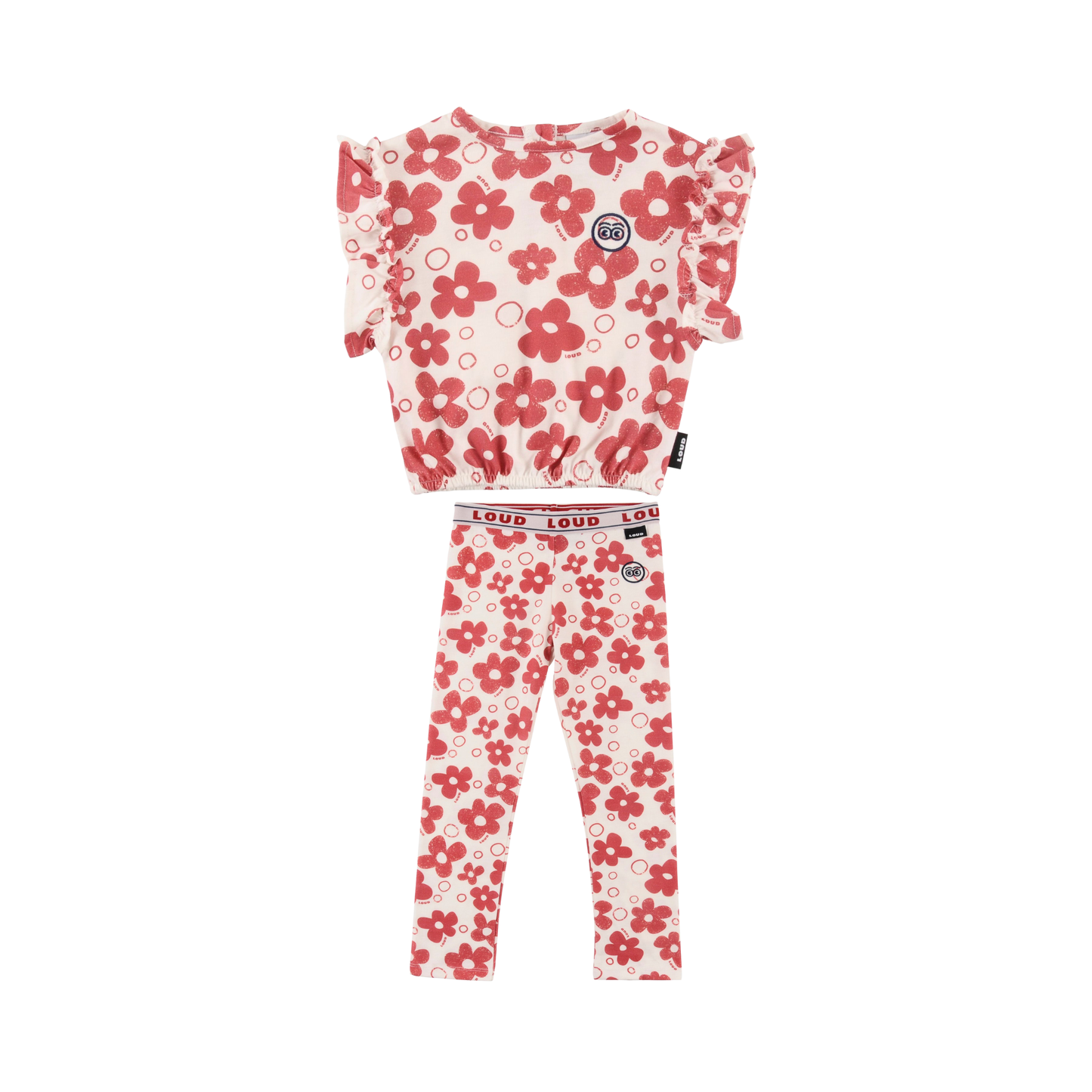 Loud Flower Aop Capri Ruffle Leggings Set