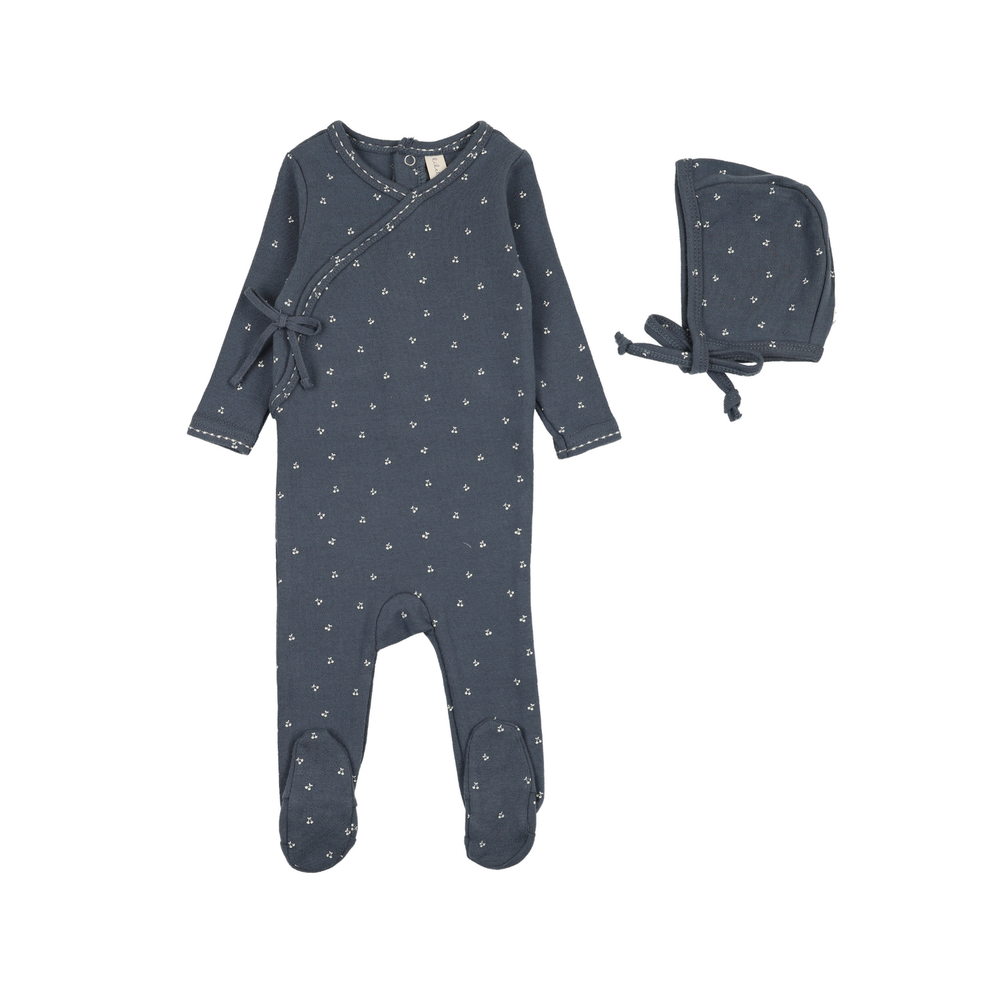 Lilette Off Navy Cherry Scallop Footie Set
